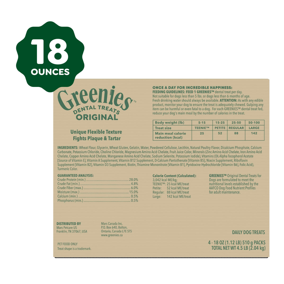 Greenies Large Natural Dental Dog Treats, Original Flavor, 17 Count