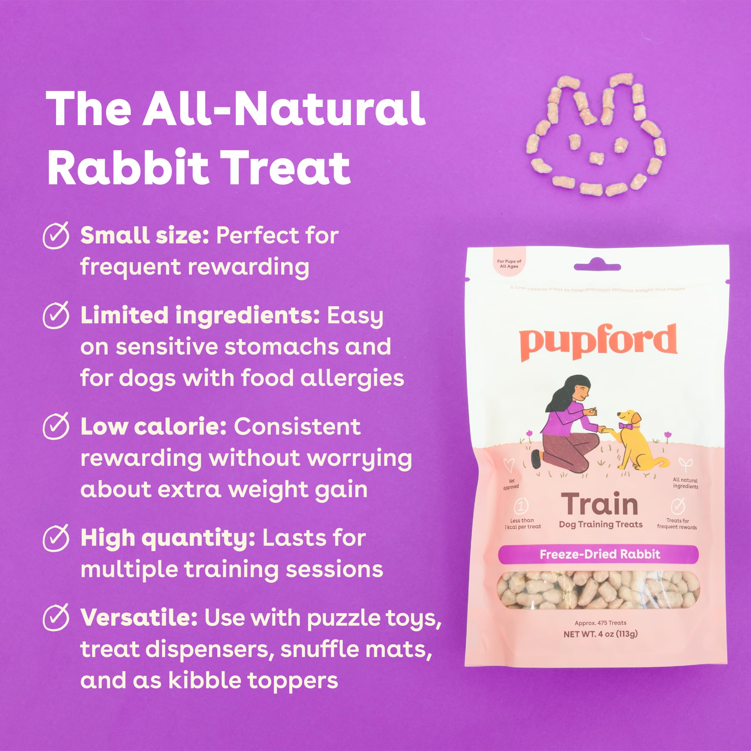 Pupford Freeze Dried Training Treats for Dogs & Puppies (Chicken, 4 oz)