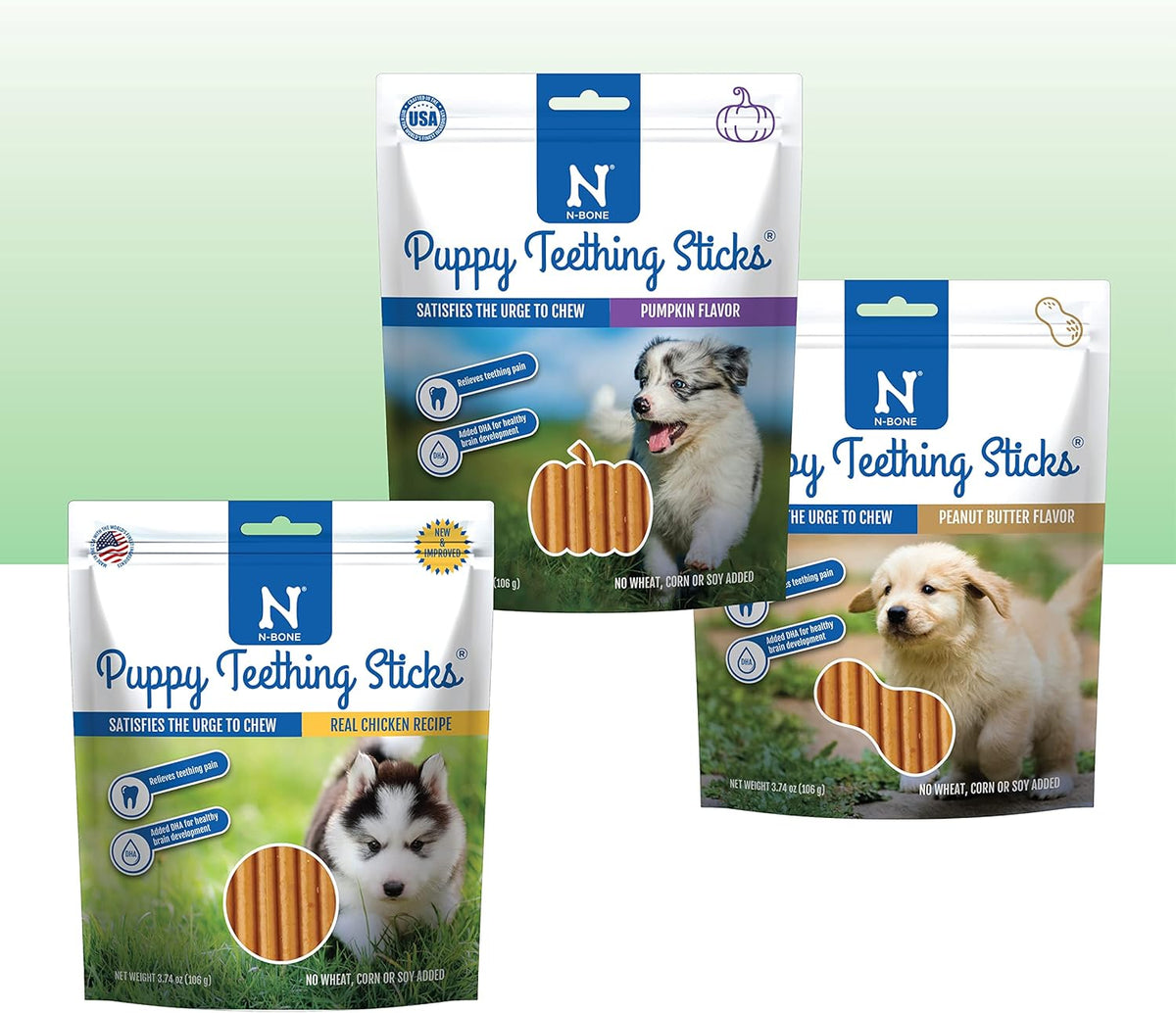 N-Bone Puppy Teething Rings, Chicken Flavor, Natural Puppy Teething Chews & Chew Treats, Helps Soothe Teething Gums, Calcium Enriched, 6 Rings