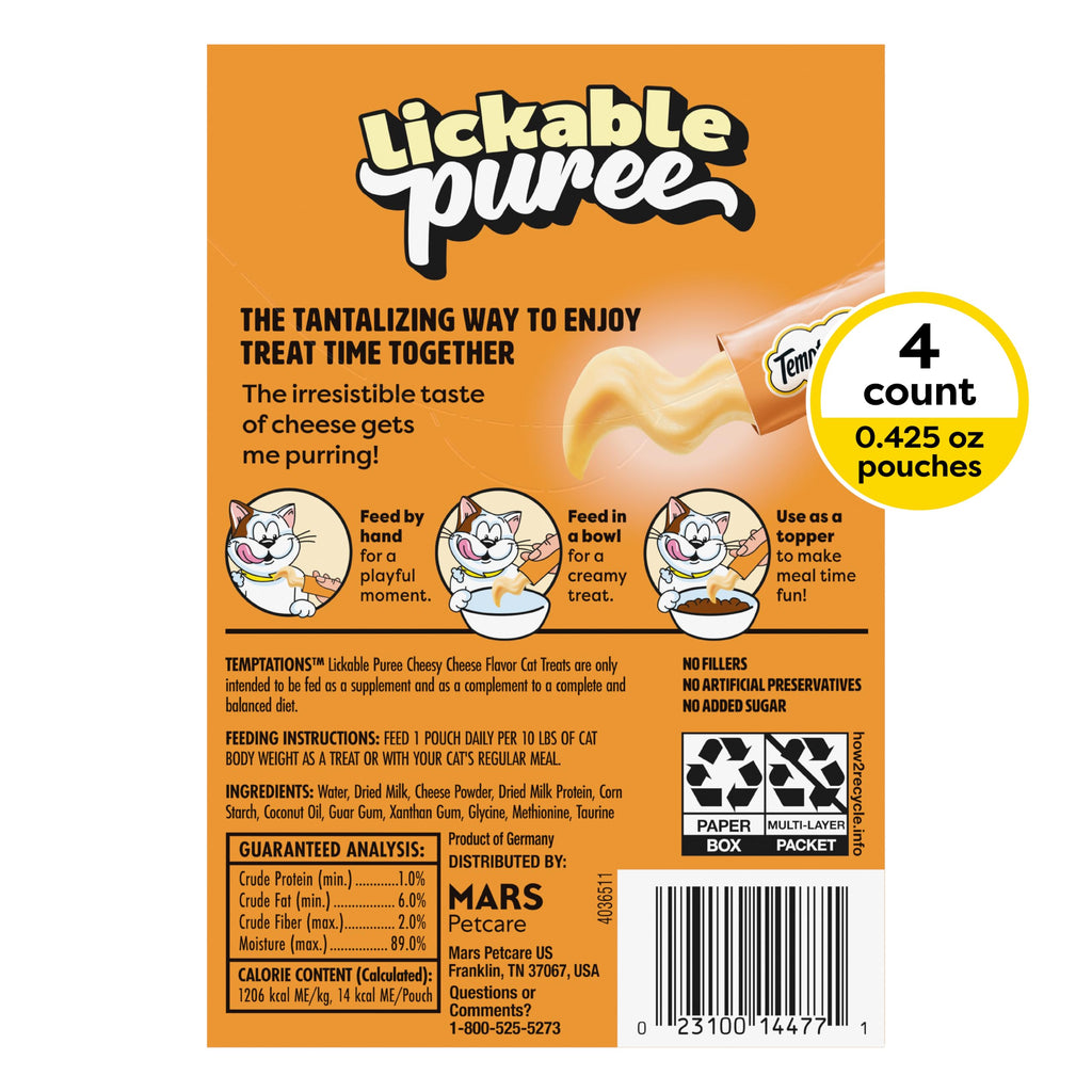 Temptations Creamy Puree Lickable Cat Treats, Beef Liver, 16 Count
