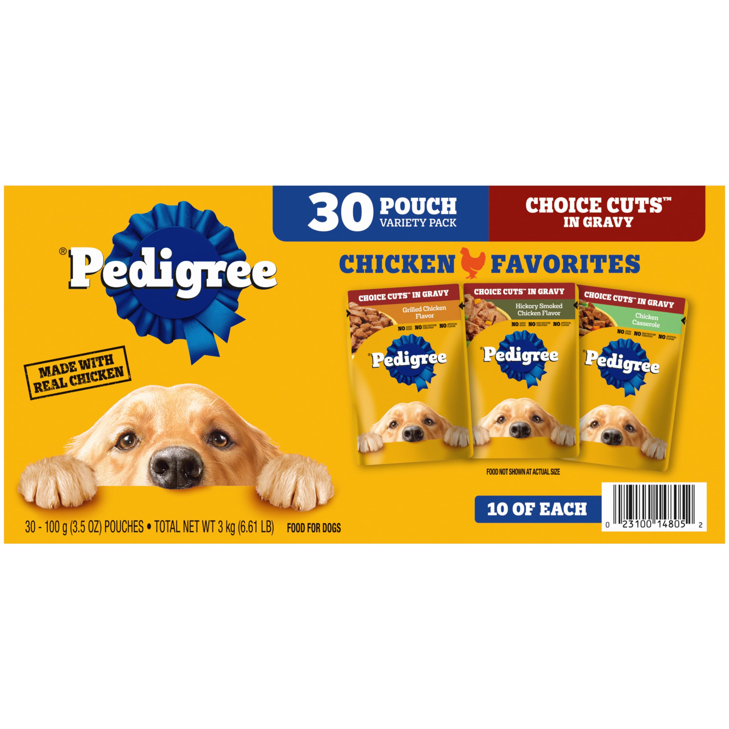 Pedigree Choice Cuts Wet Dog Food Pouch, Protein Variety, 3.5 oz, 30 Count