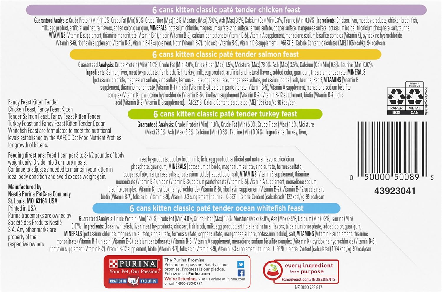 Purina Fancy Feast Wet Kitten Food Variety Pack, 3 oz cans, 24-Pack