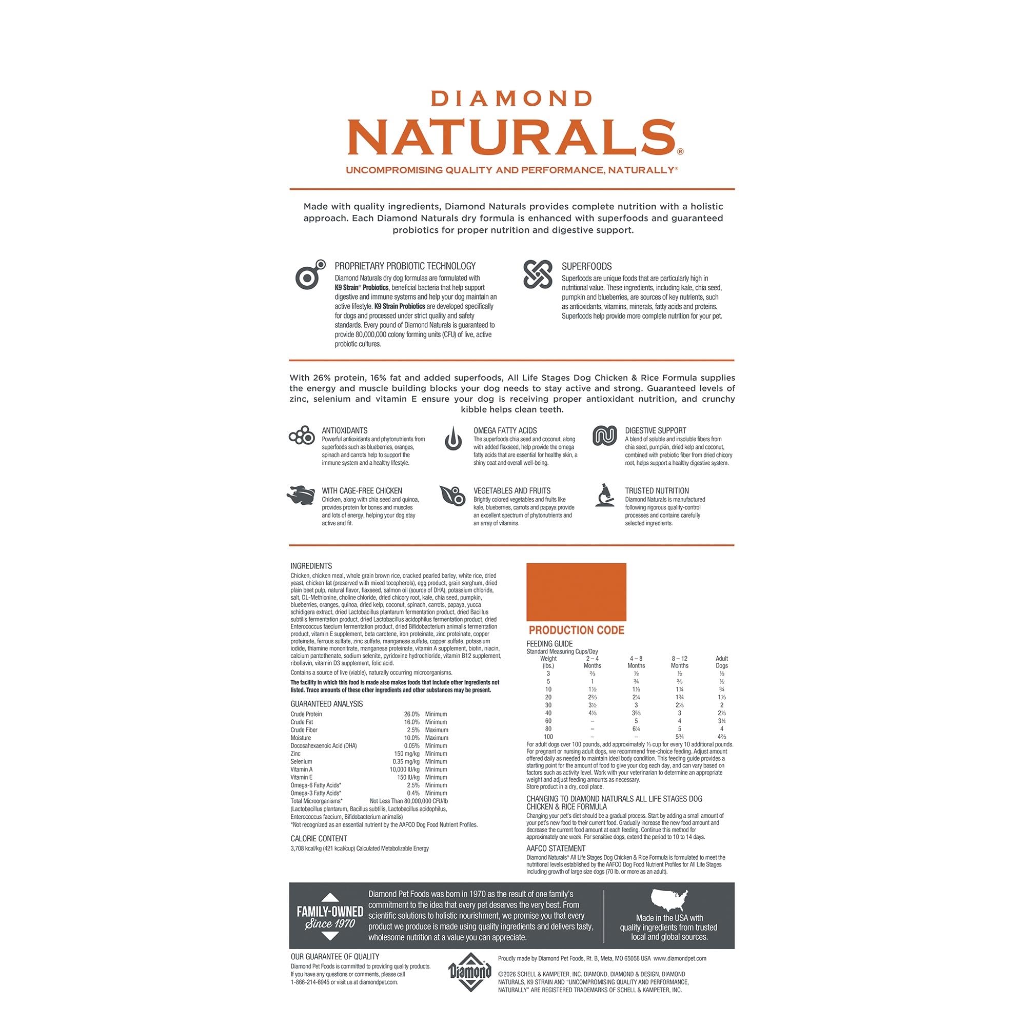 DIAMOND NATURALS Adult Dry Dog Food, Lamb Meal & Rice, 6lb