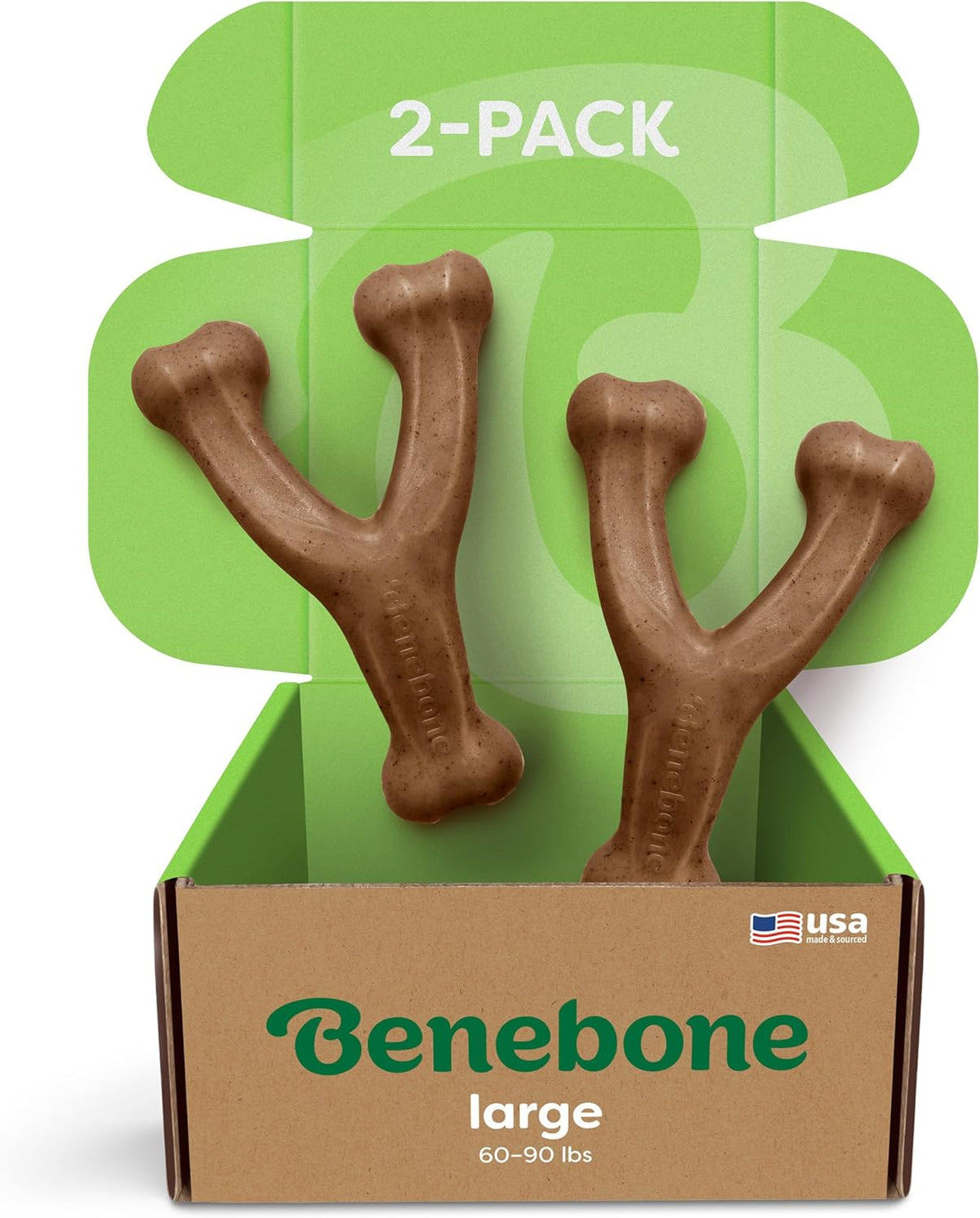 Benebone Wishbone Durable Dog Chew Toy for Aggressive Chewers, Real Bacon, Made in USA, Medium