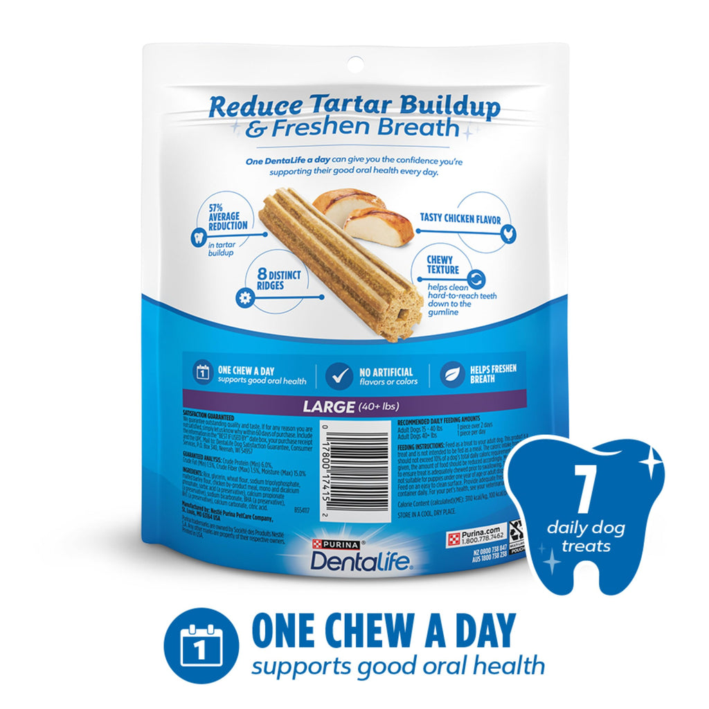 Dentalife Purina Daily Oral Care Dental Dog Treats for Large Dogs, 30 ct