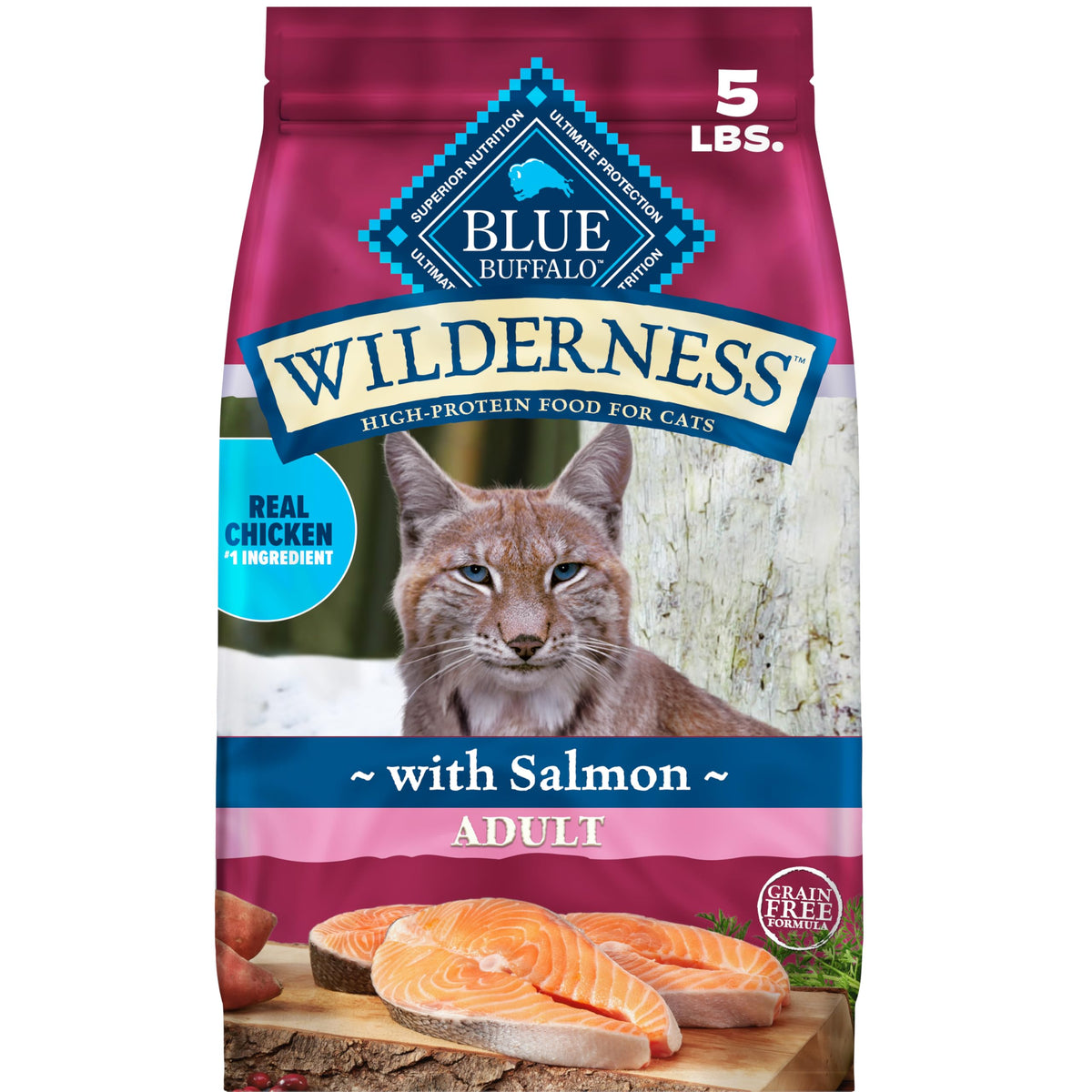 Blue Buffalo Wilderness Chicken Adult Dry Cat Food, Grain-Free, 12 lb