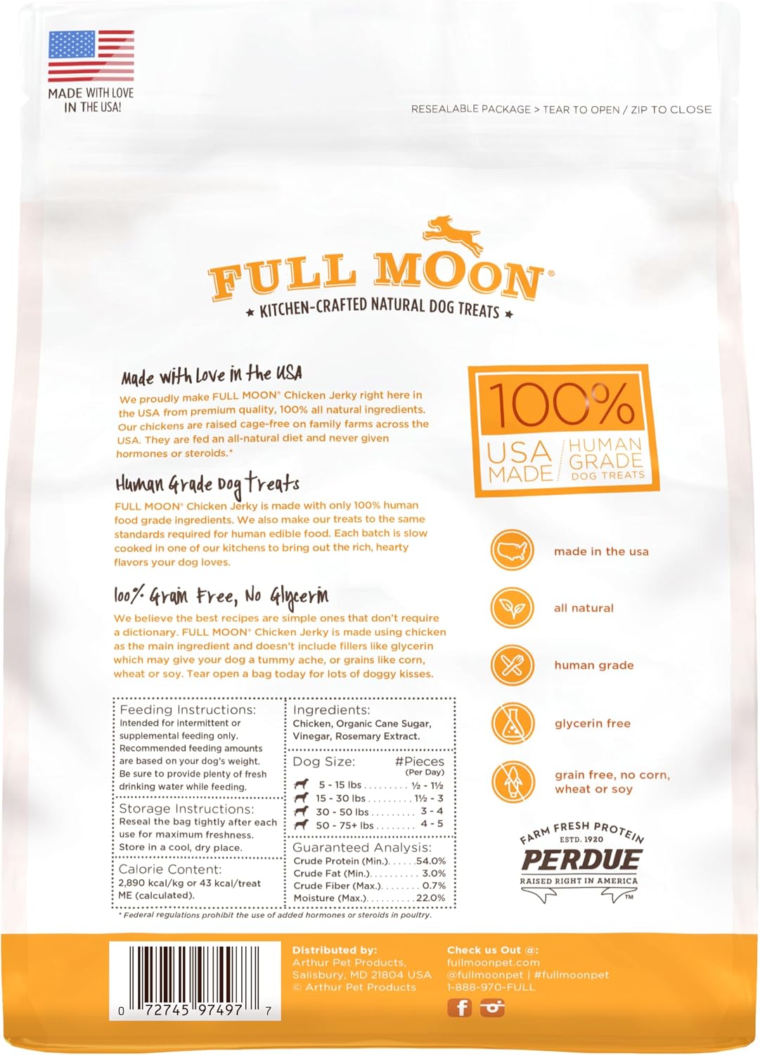 Full Moon Beef Jerky Healthy All Natural Dog Treats Human Grade Made in USA Grain Free 11 oz (Pack of 4)