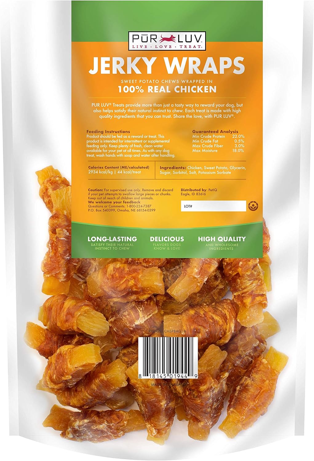 Pur Luv Dog Treats, K9 Kabobs Made with Real Chicken, Duck, and Sweet Potato, 12 Ounces, Dog Snacks, Healthy, Easily Digestible, Long-Lasting, High Protein Treat, Satisfies Urge to Chew