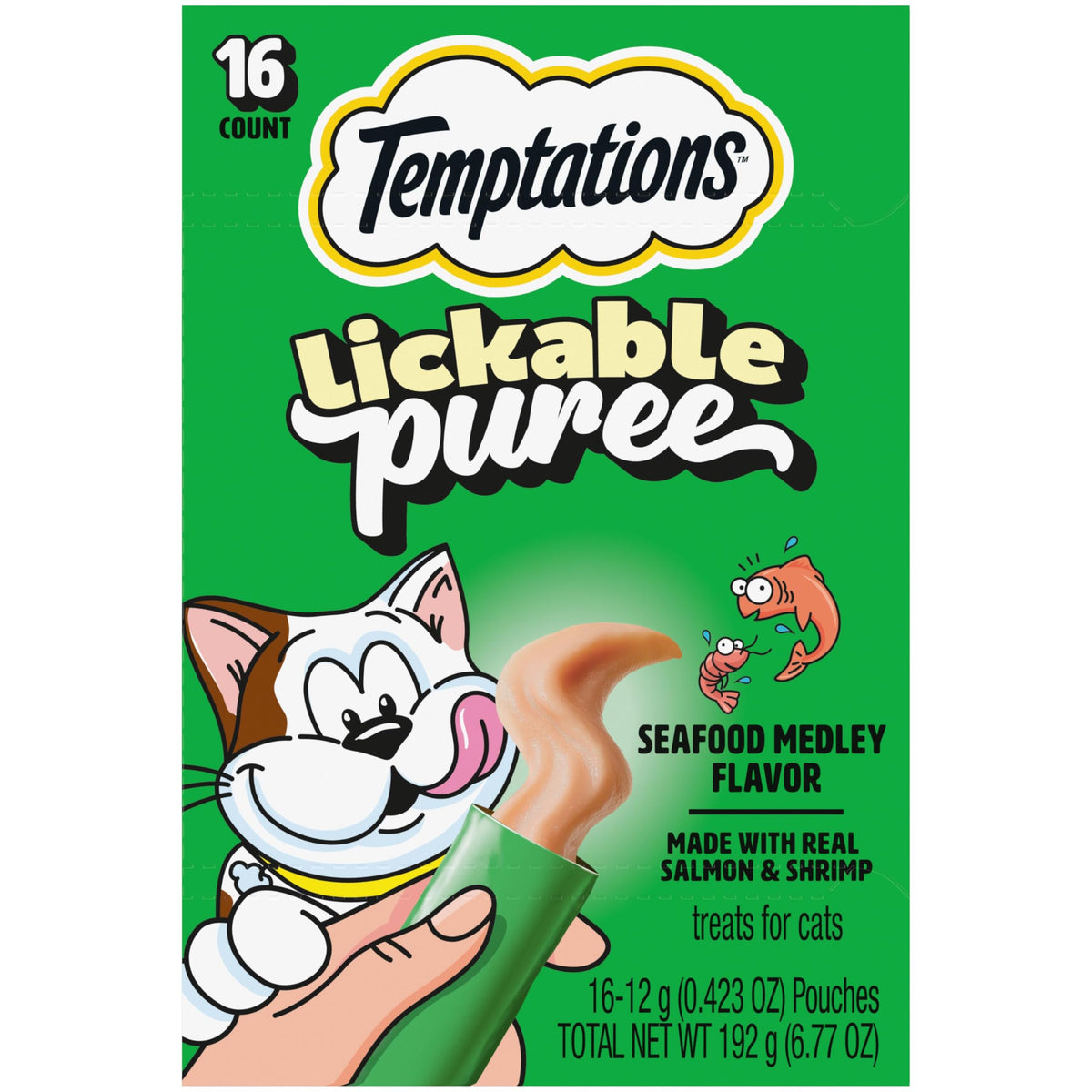 Temptations Creamy Puree Lickable Cat Treats, Beef Liver, 16 Count