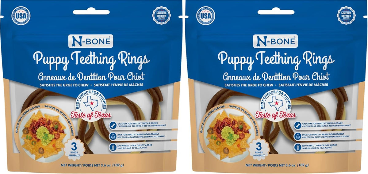 N-Bone Puppy Teething Rings, Chicken Flavor, Natural Puppy Teething Chews & Chew Treats, Helps Soothe Teething Gums, Calcium Enriched, 6 Rings