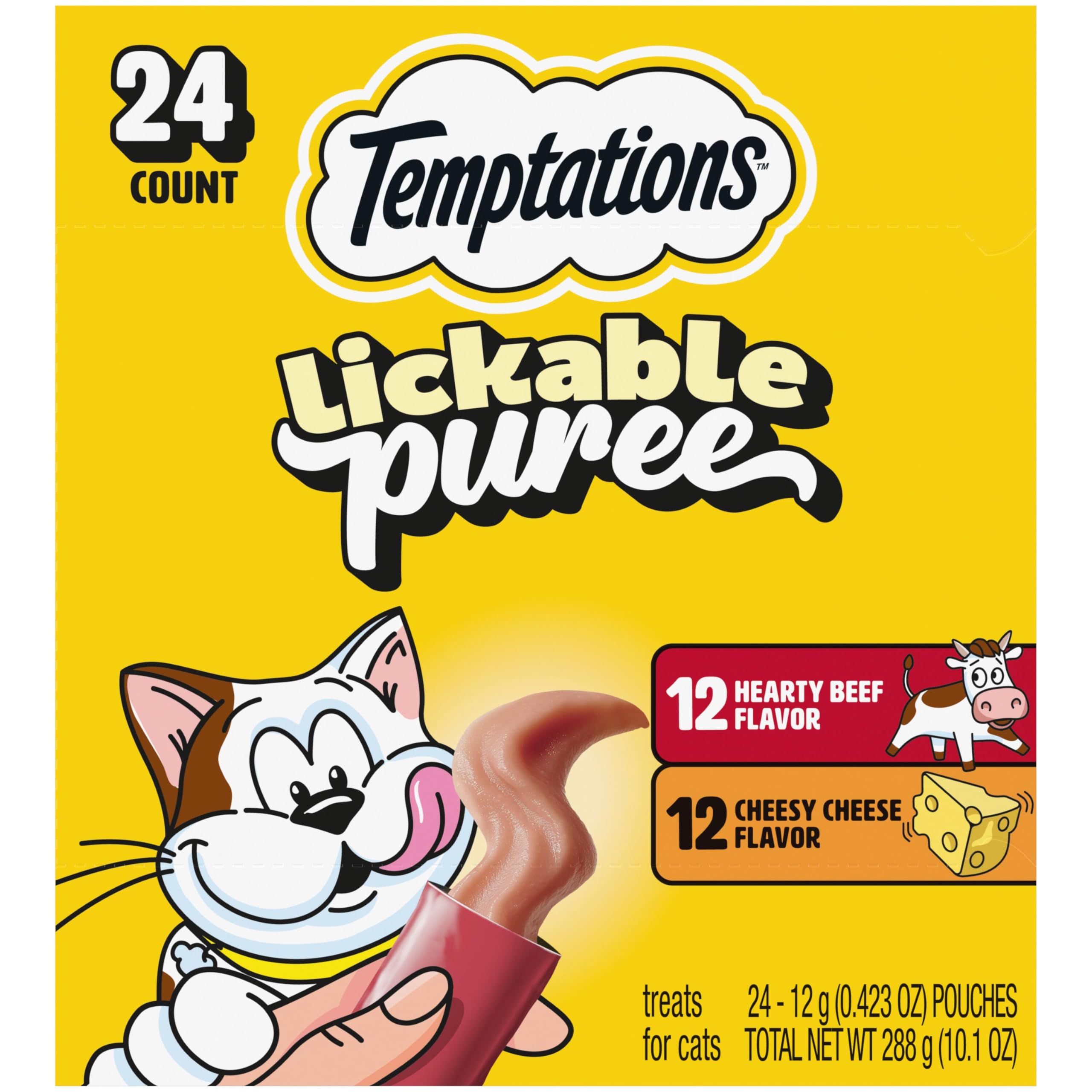 Temptations Creamy Puree Lickable Cat Treats, Beef Liver, 16 Count