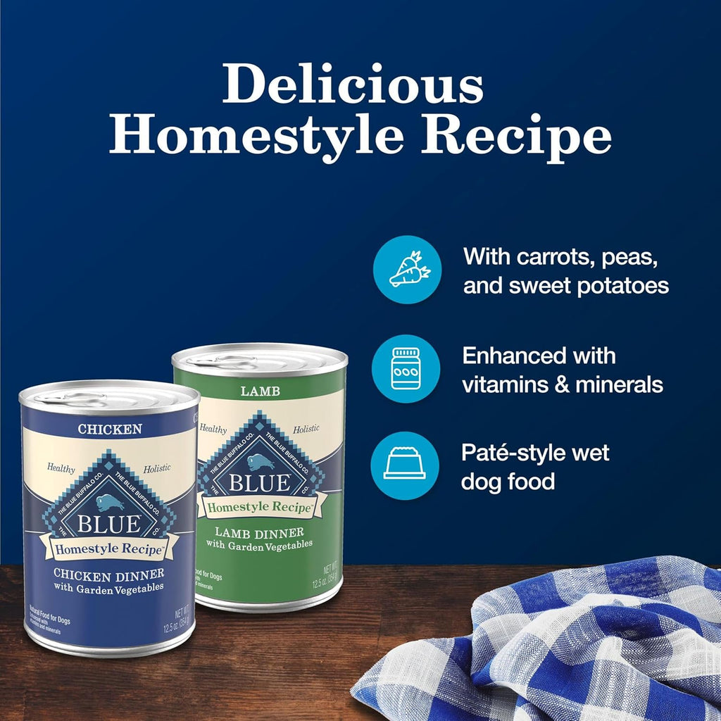 Blue Buffalo Homestyle Recipe Chicken Adult Wet Dog Food, 12.5 oz, 12 ct