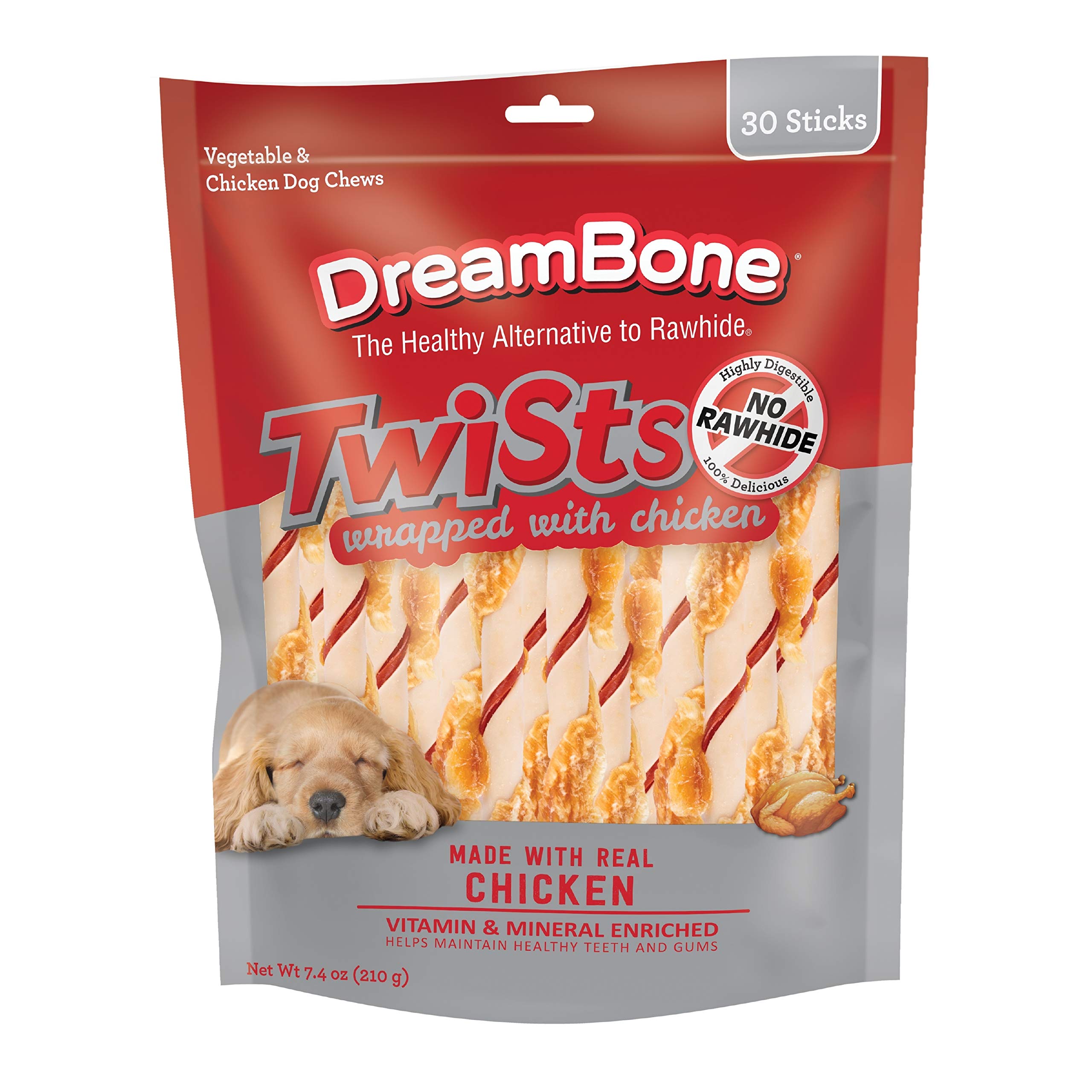 DreamBone Twist Sticks Rawhide-Free Dog Treats With Real Protein, 50 Count