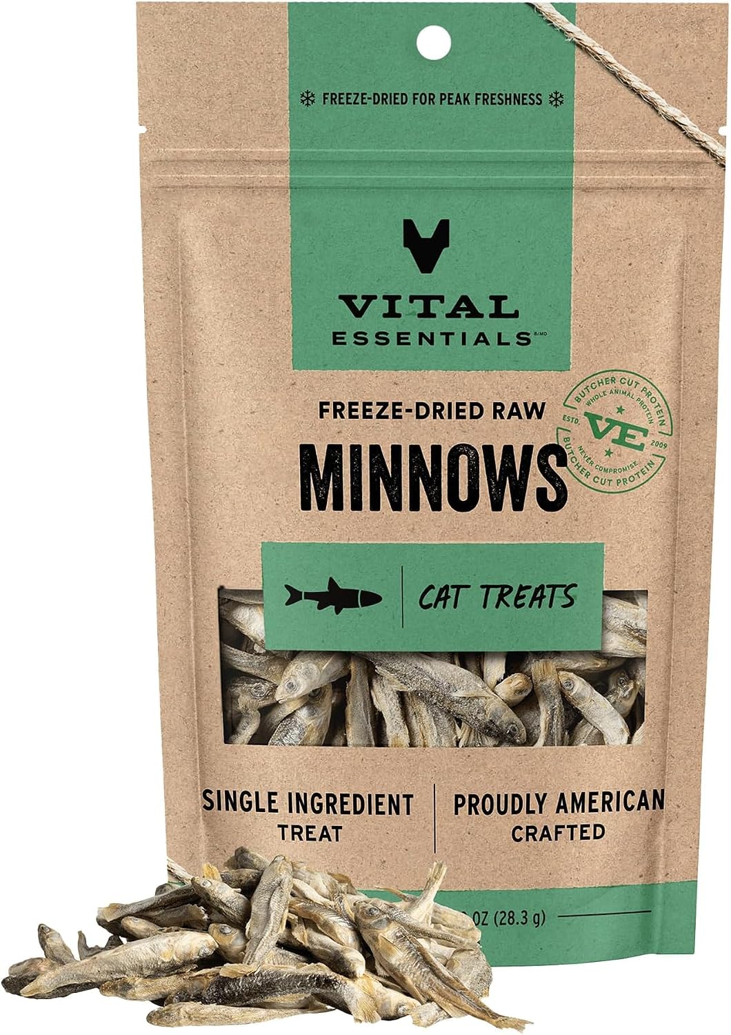 Vital Essentials Freeze Dried Minnows Cat Treats, 1.0 oz Bag