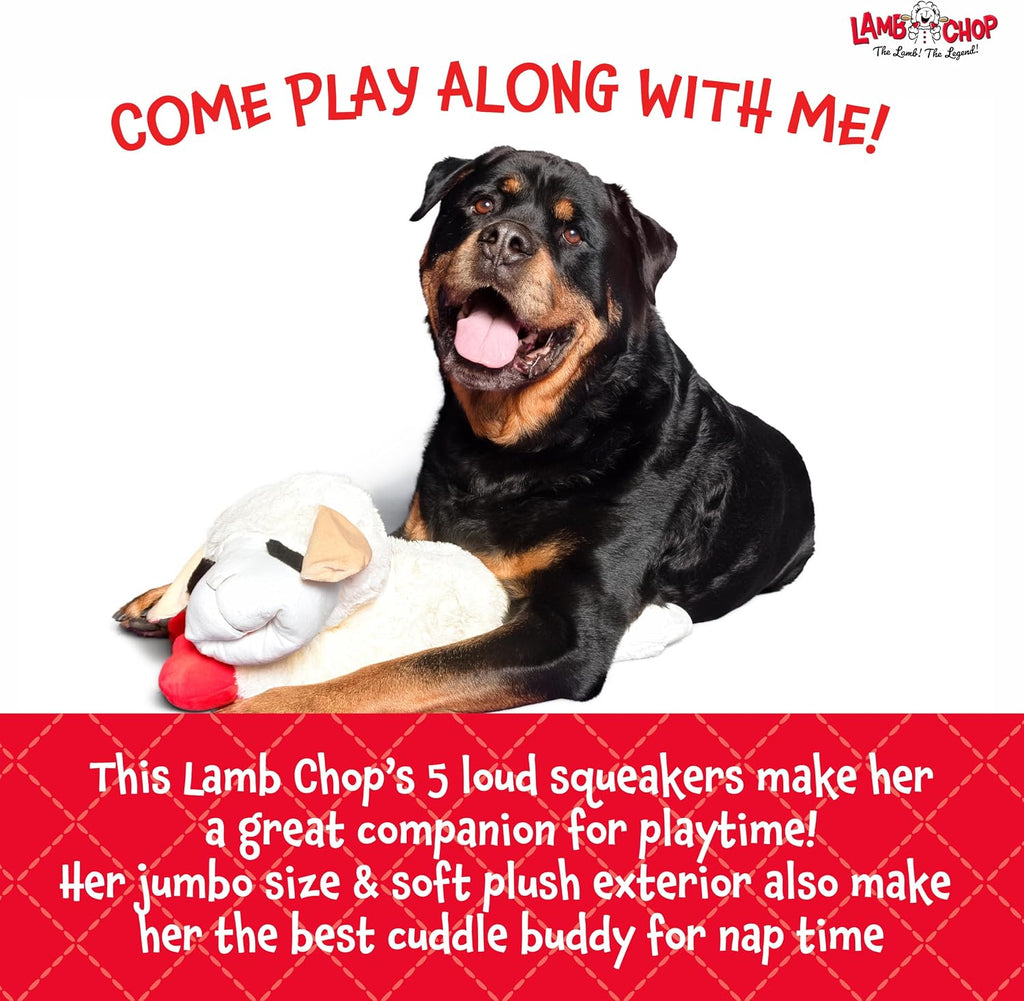 Multipet Lamb Chop Dog Plush Toy - Squeaky Toy for All Dogs - Extra Soft Plush - Stuffed Animal Dog Toy for Cuddling & Playing - Cute Pet Toy (6", Cream)