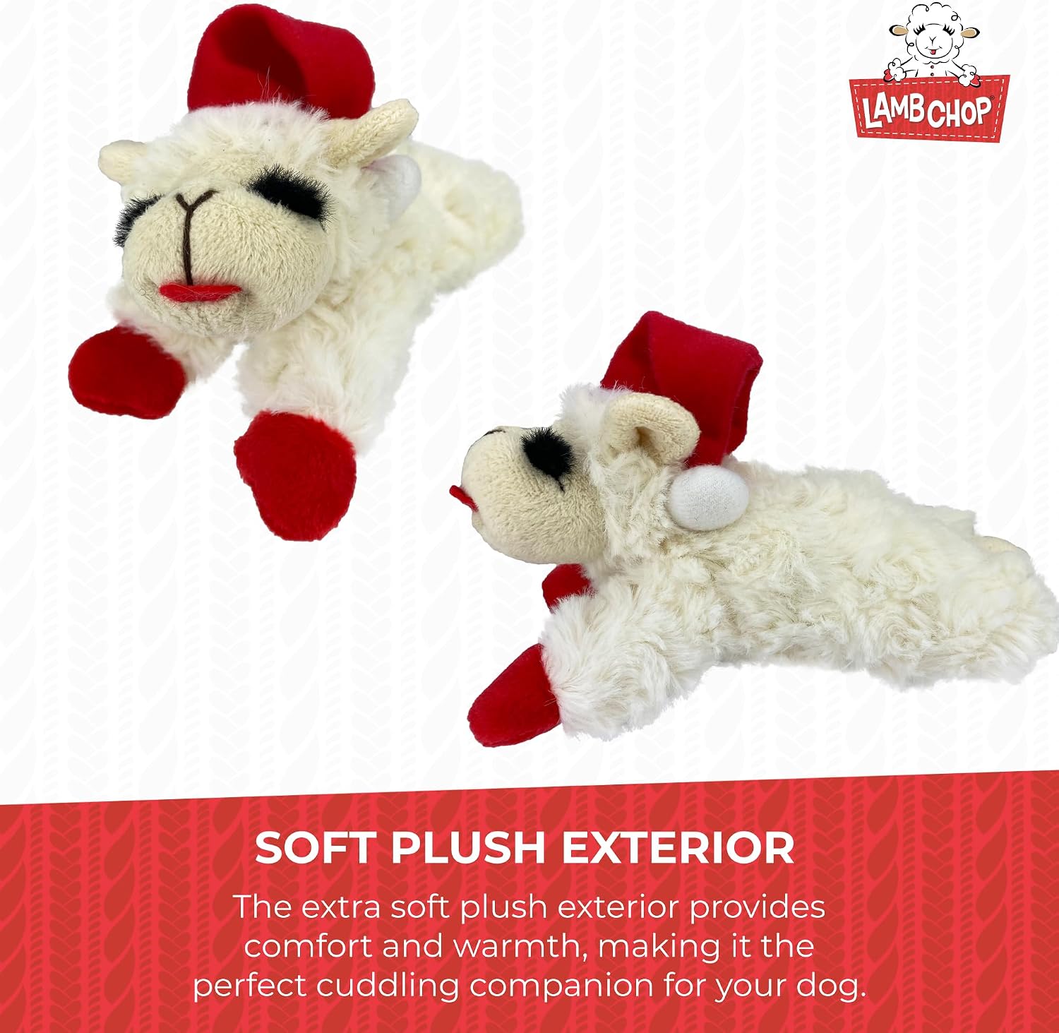 Multipet Lamb Chop Dog Plush Toy - Squeaky Toy for All Dogs - Extra Soft Plush - Stuffed Animal Dog Toy for Cuddling & Playing - Cute Pet Toy (6", Cream)