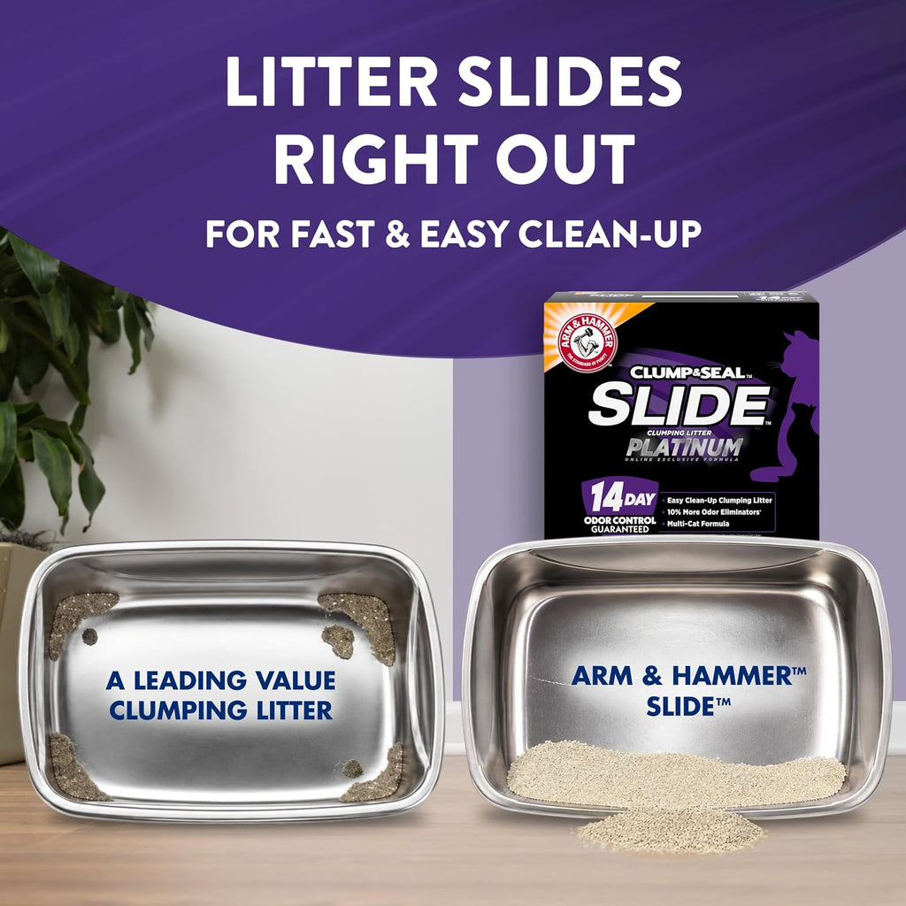 ARM & HAMMER Slide Platinum Easy Clean-Up Clumping Cat Litter, 37 Lbs