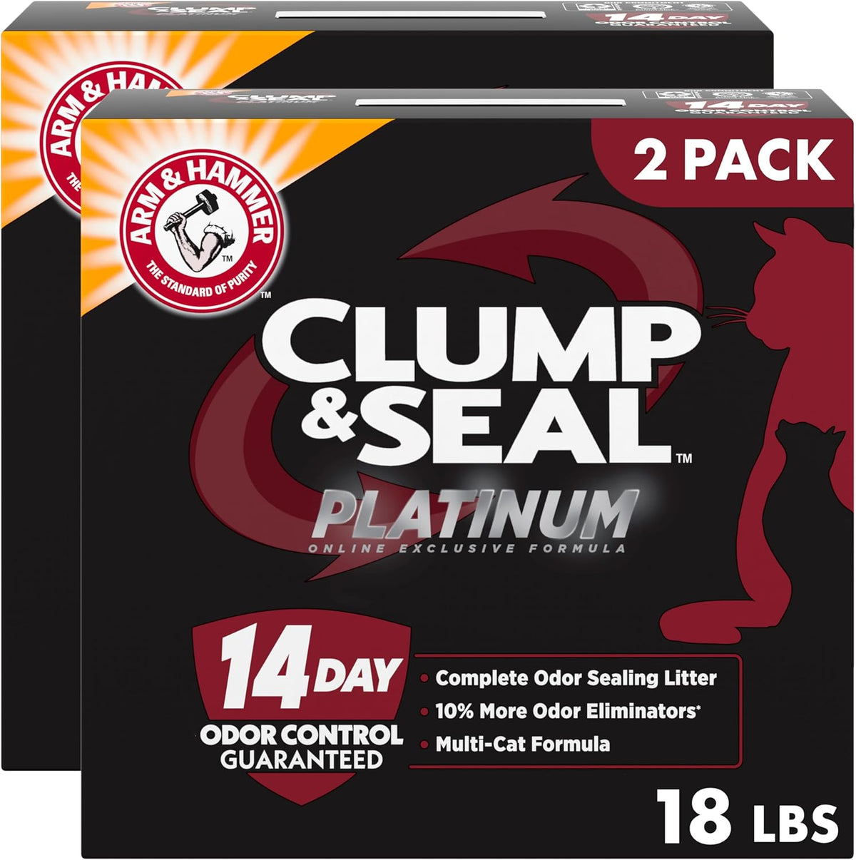 ARM & HAMMER Slide Platinum Easy Clean-Up Clumping Cat Litter, 18 lbs
