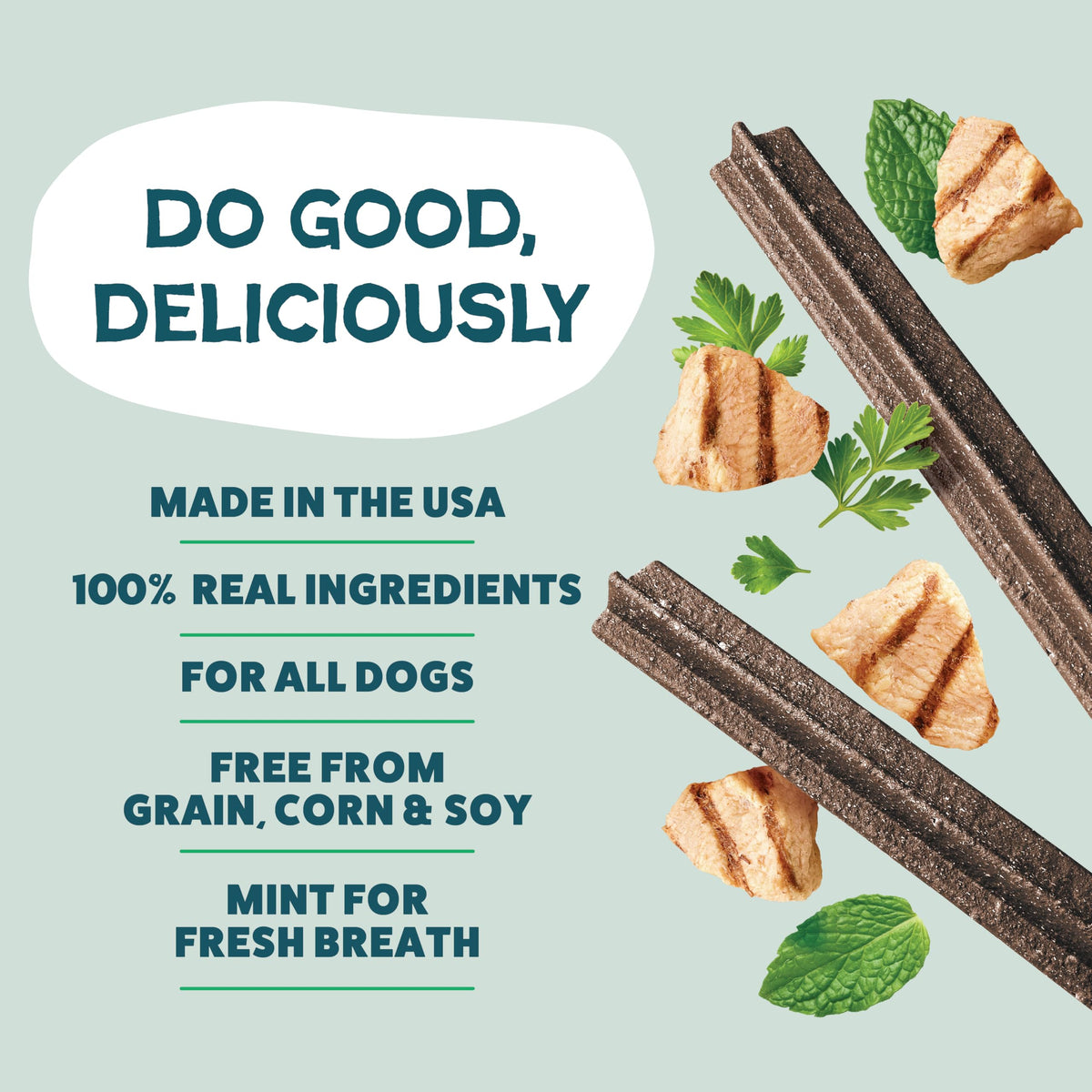 Shameless Pets Blueberry & Mint Dental Chews for Dogs, 8 Chews