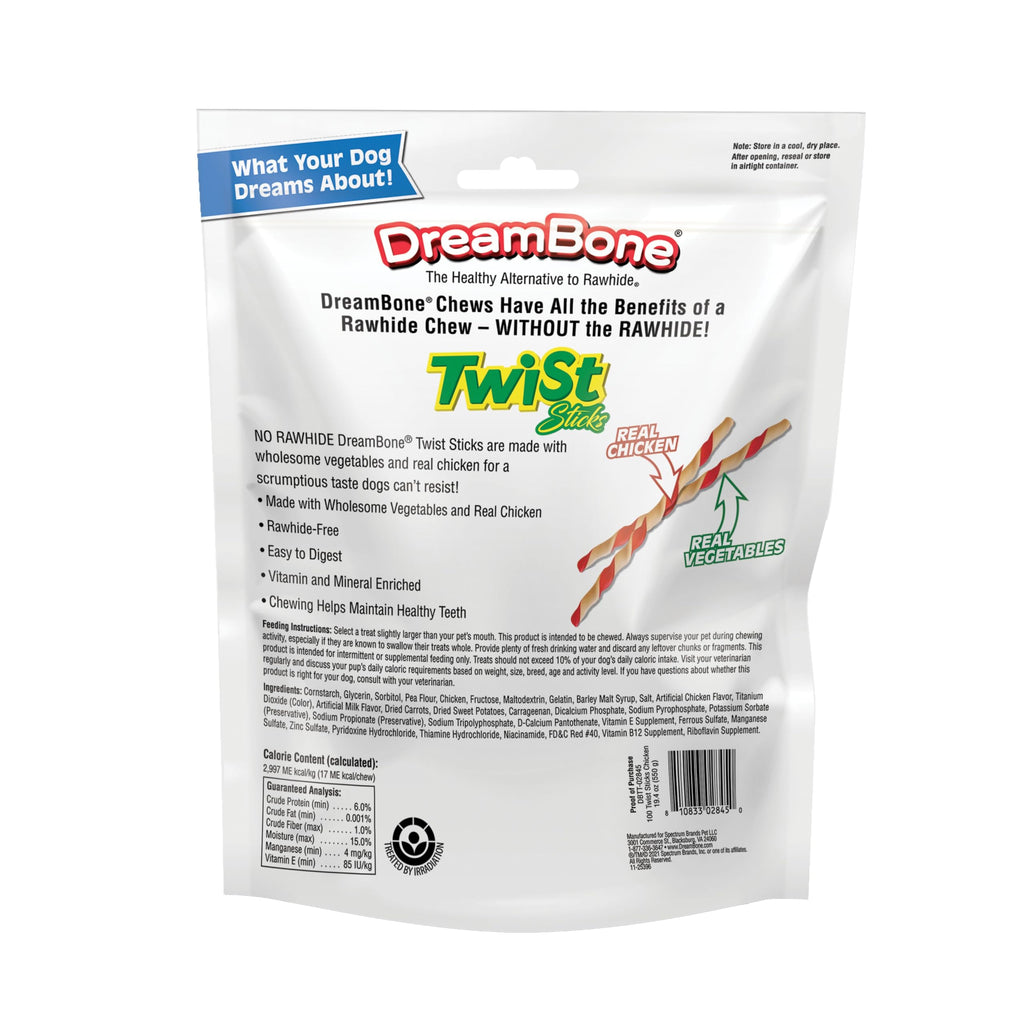 DreamBone Twist Sticks Rawhide-Free Dog Treats With Real Protein, 50 Count