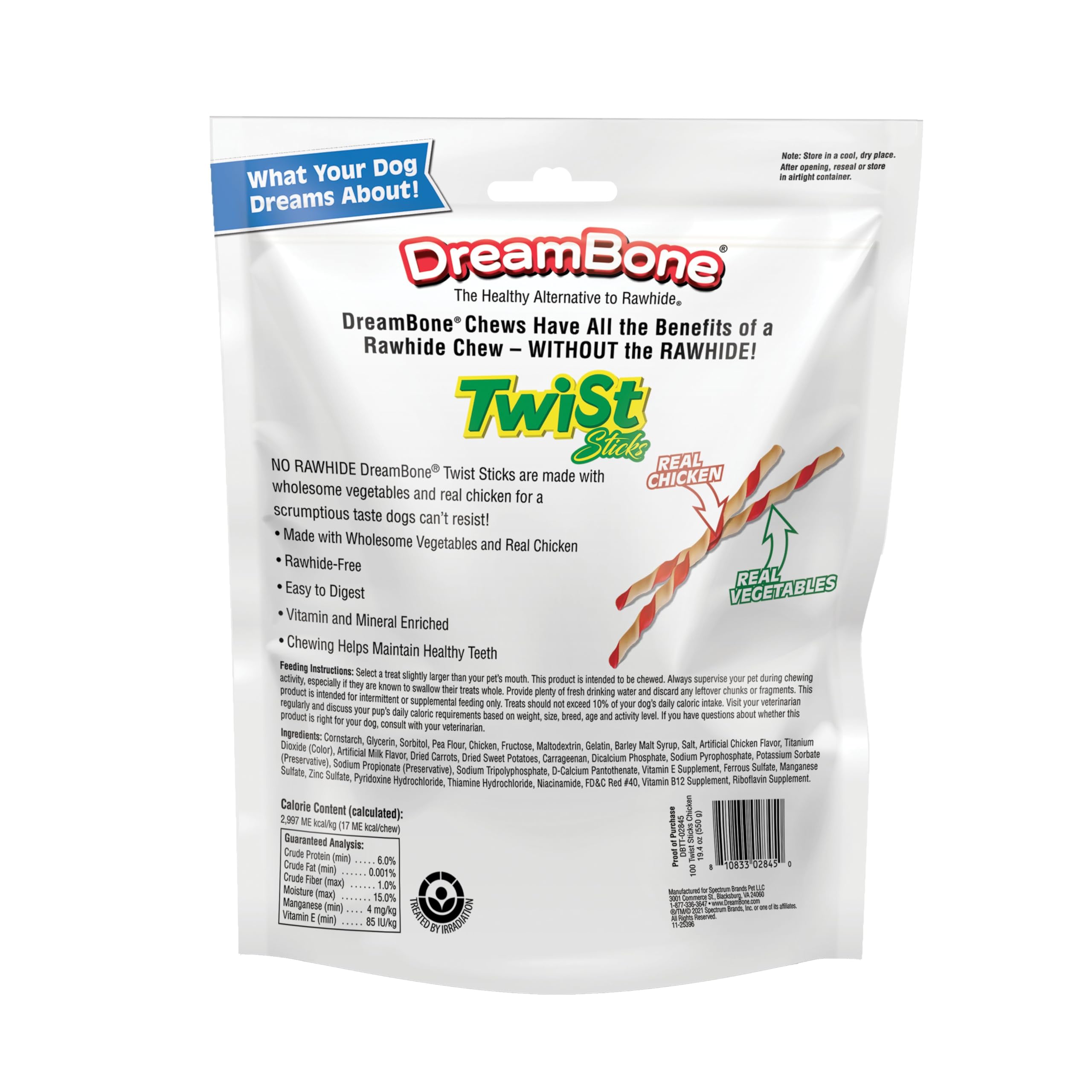 DreamBone Twist Sticks Rawhide-Free Dog Treats With Real Protein, 50 Count