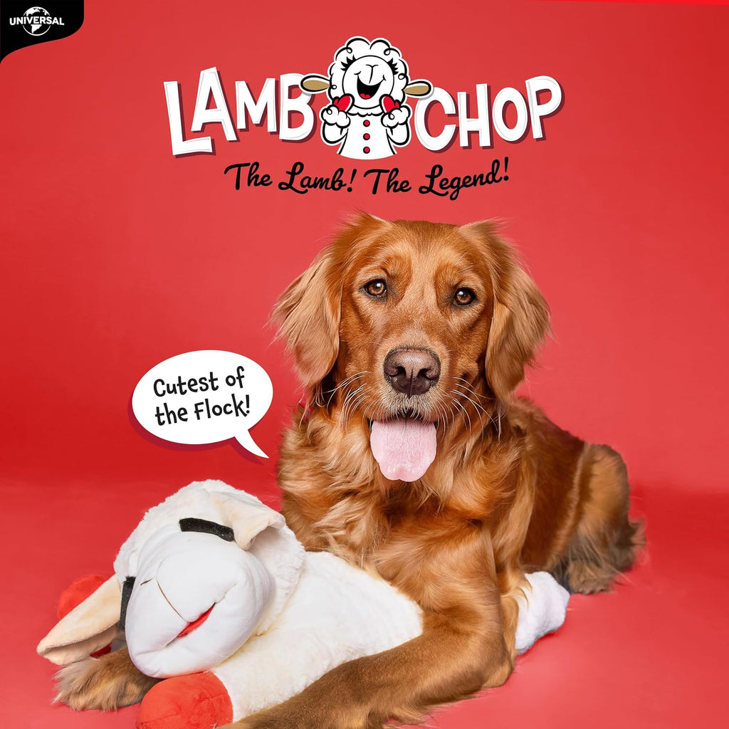Multipet Lamb Chop Dog Plush Toy - Squeaky Toy for All Dogs - Extra Soft Plush - Stuffed Animal Dog Toy for Cuddling & Playing - Cute Pet Toy (6", Cream)