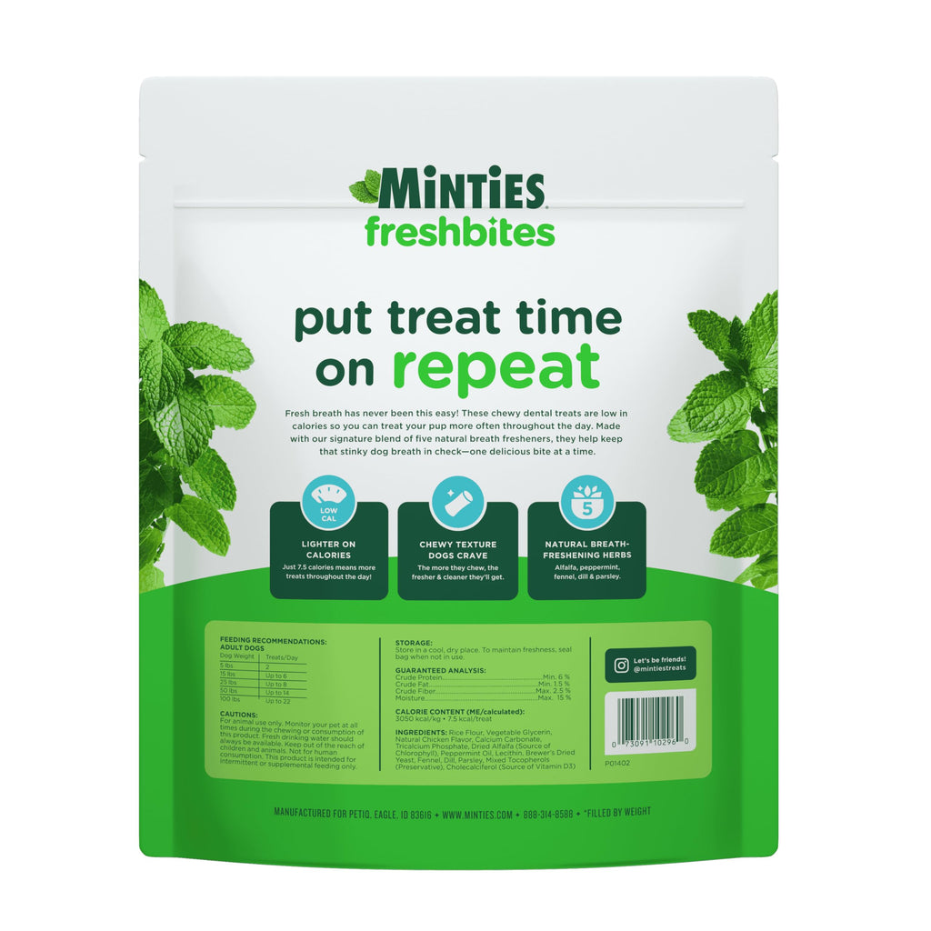 Minties Dental Chews for Dogs, 36 Count, Vet-Recommended Mint-Flavored Dog Treats for Large Breeds Over 50 lbs, Dental Bones Clean Teeth, Fight Bad Breath, Removes Plaque and Tartar