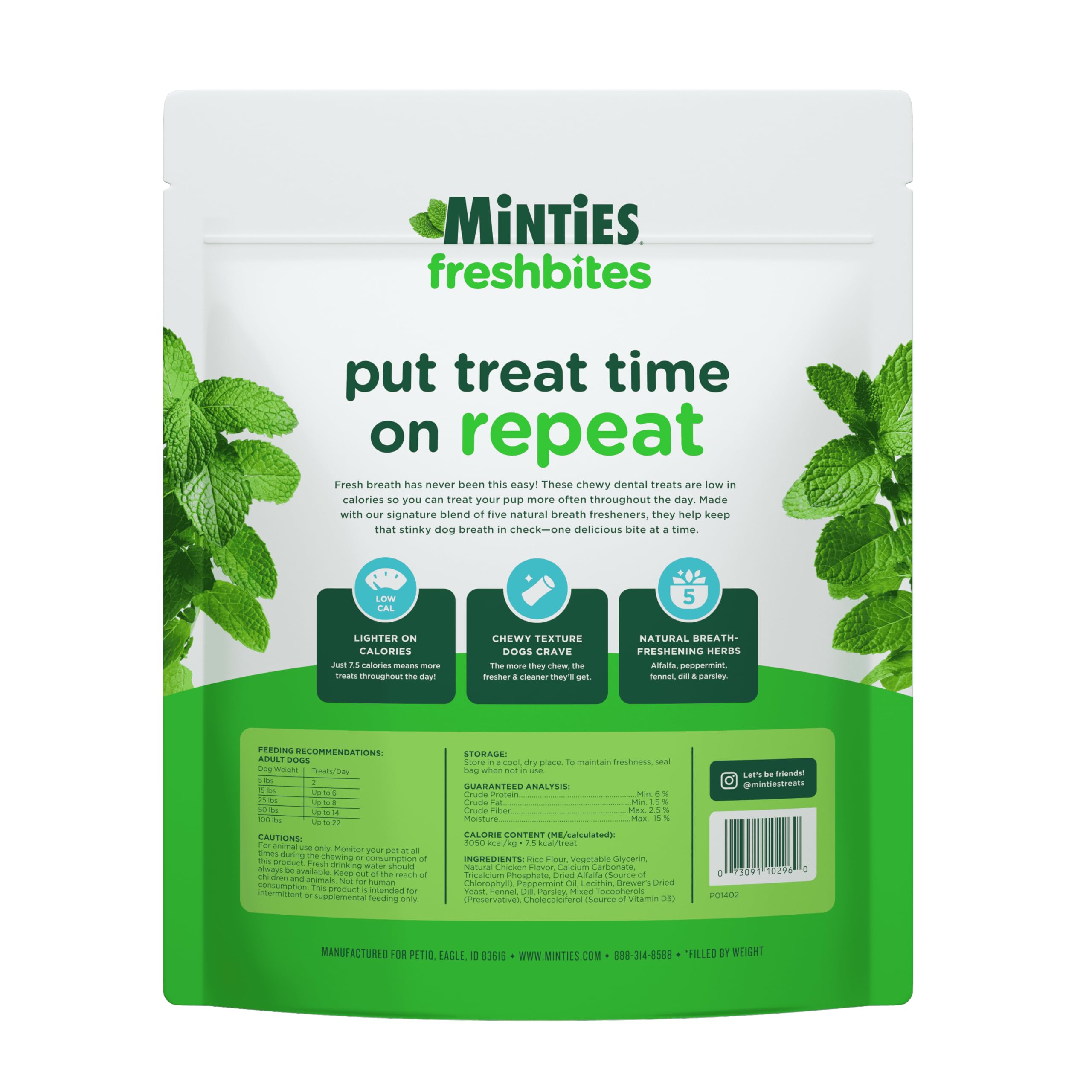 Minties Dental Chews for Dogs, 36 Count, Vet-Recommended Mint-Flavored Dog Treats for Large Breeds Over 50 lbs, Dental Bones Clean Teeth, Fight Bad Breath, Removes Plaque and Tartar