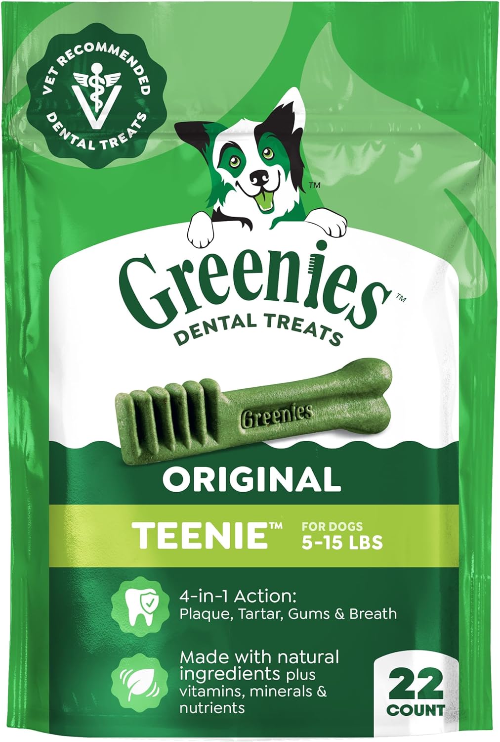 Greenies Teenie Original Natural Dental Dog Treats, Chicken, 130 Count