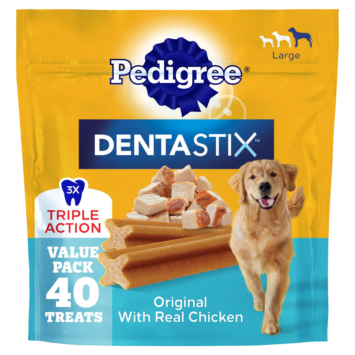 Pedigree Dentastix Large Breed Dental Dog Treats, Fresh, 36 Count