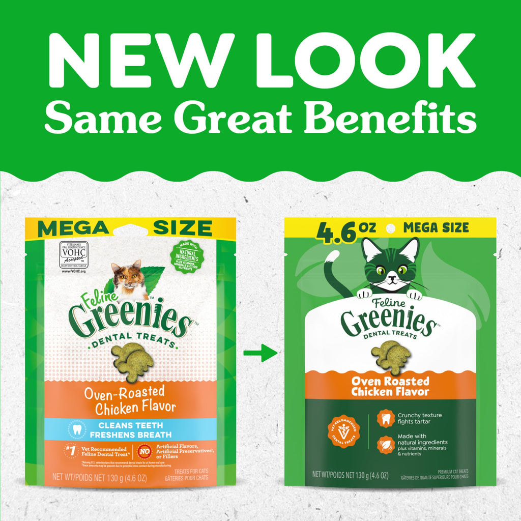 Greenies Feline Natural Dental Cat Treats, Roasted Chicken Flavor, 9.75 oz
