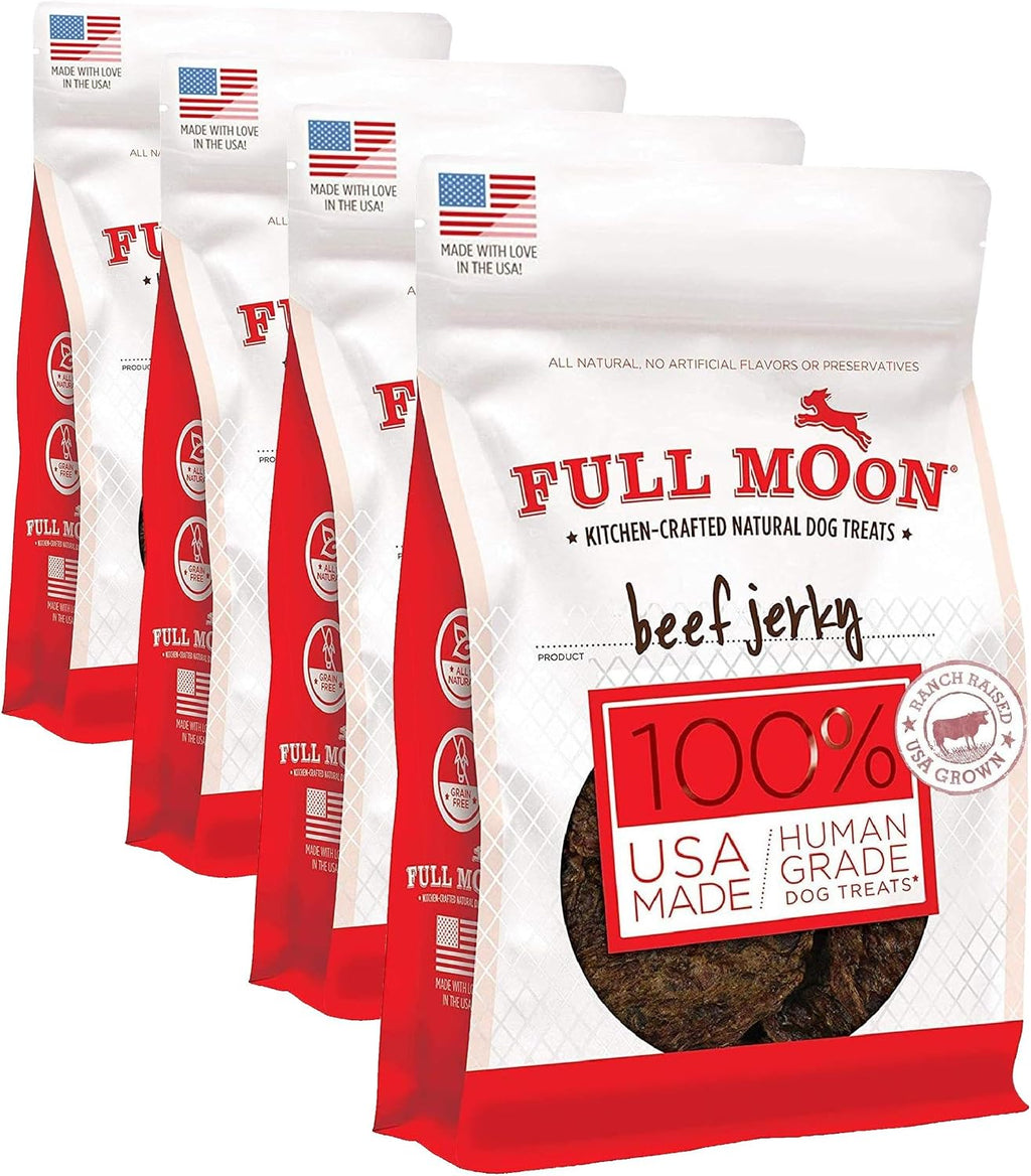 Full Moon Beef Jerky Healthy All Natural Dog Treats Human Grade Made in USA Grain Free 11 oz (Pack of 4)