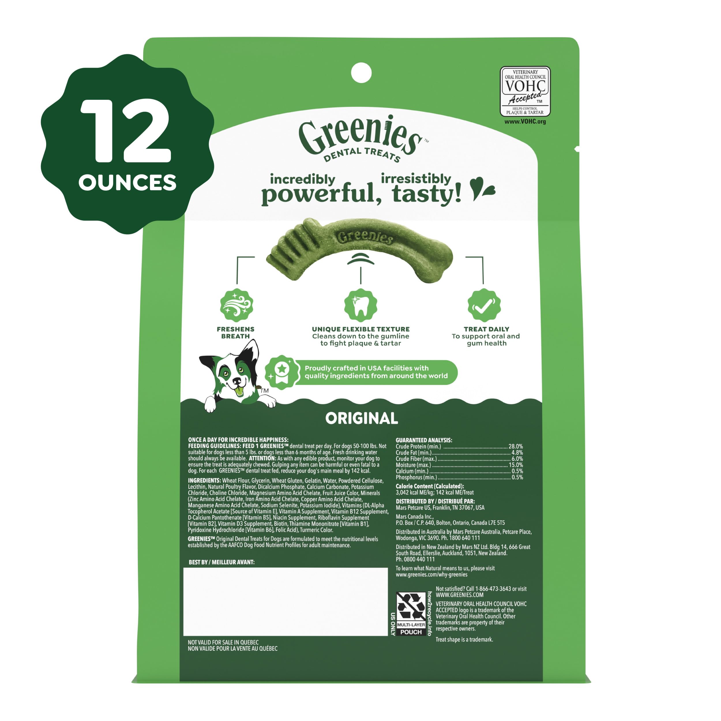 Greenies Large Natural Dental Dog Treats, Original Flavor, 17 Count