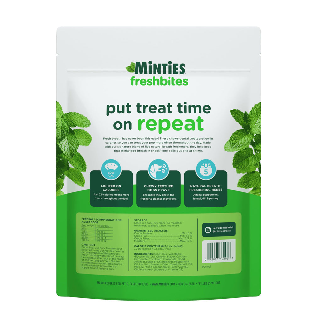 Minties Dental Chews for Dogs, 36 Count, Vet-Recommended Mint-Flavored Dog Treats for Large Breeds Over 50 lbs, Dental Bones Clean Teeth, Fight Bad Breath, Removes Plaque and Tartar