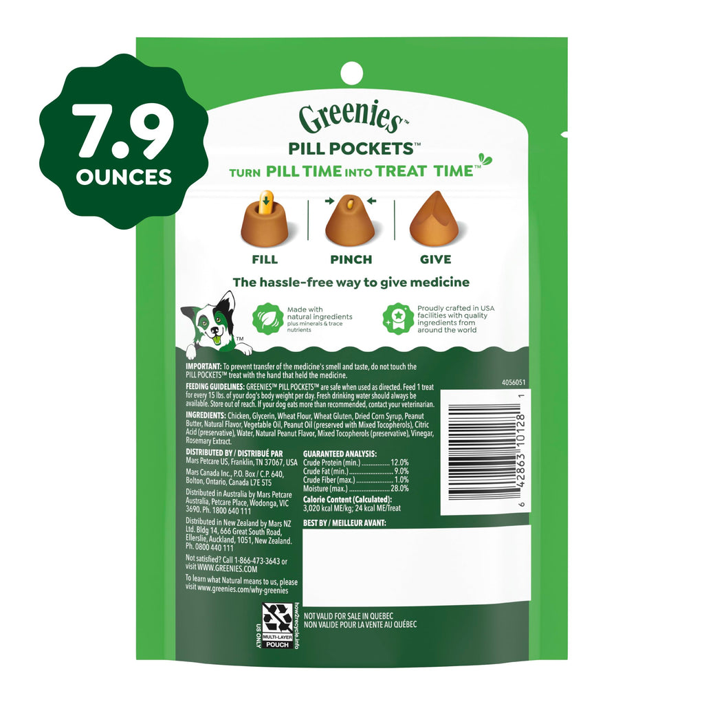 Greenies Pill Pockets Large Size Dog Treats, Peanut Butter, 15.8 oz