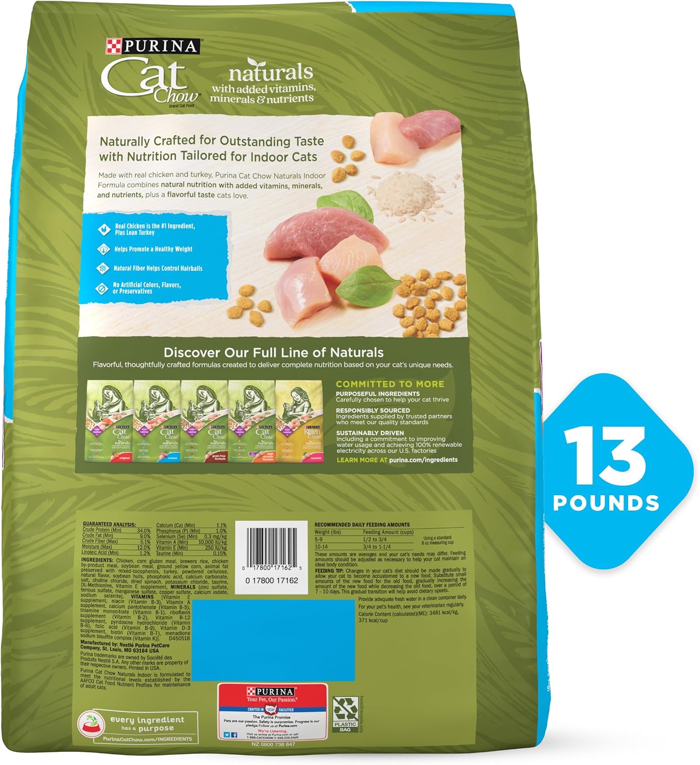 Purina Cat Chow Naturals Hairball, Indoor Dry Cat Food, 13 lb Bag
