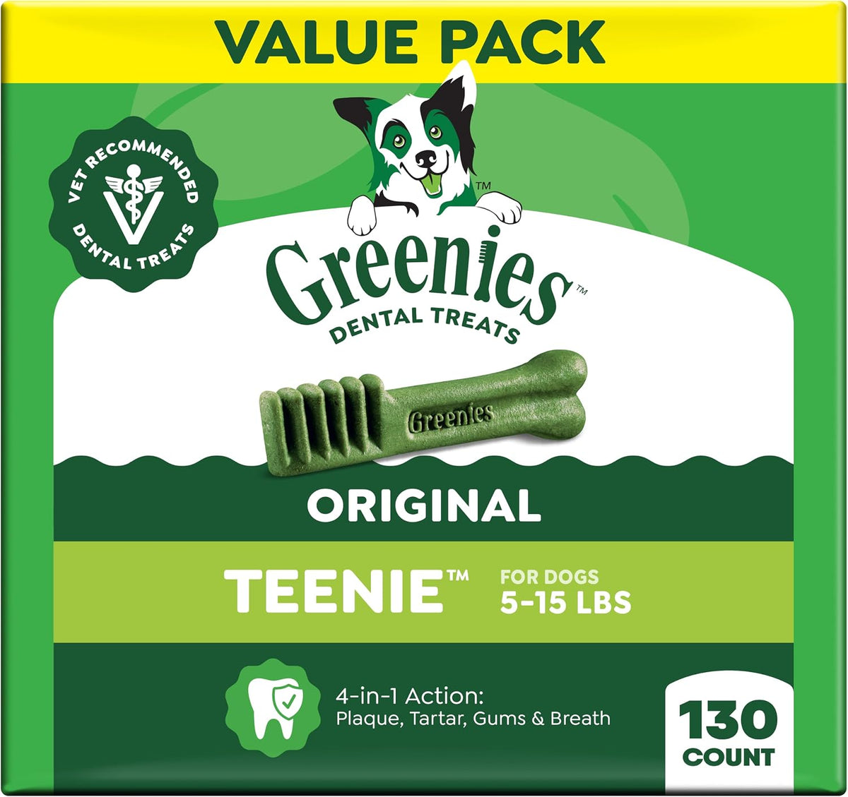Greenies Teenie Original Natural Dental Dog Treats, Chicken, 130 Count