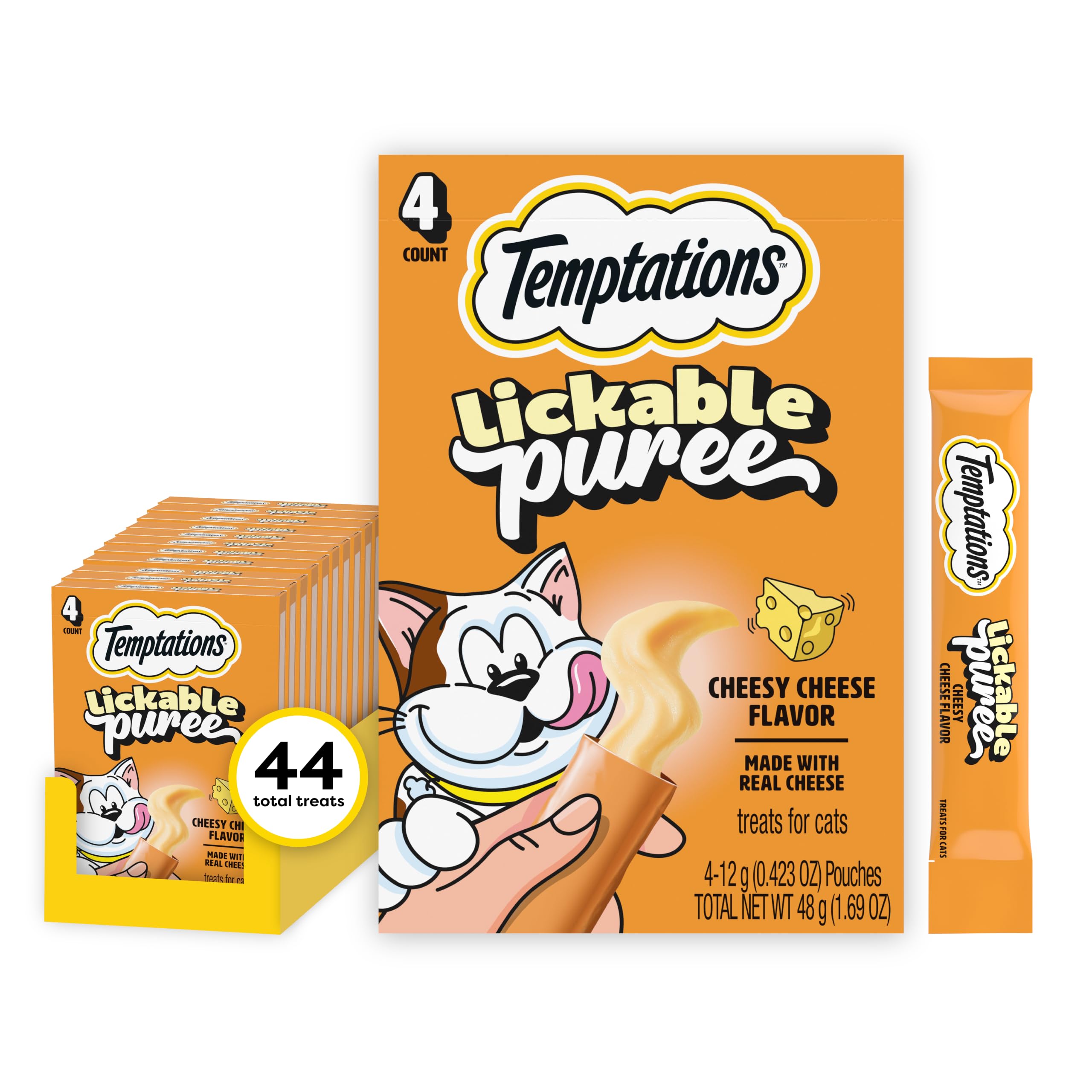 Temptations Creamy Puree Lickable Cat Treats, Beef Liver, 16 Count