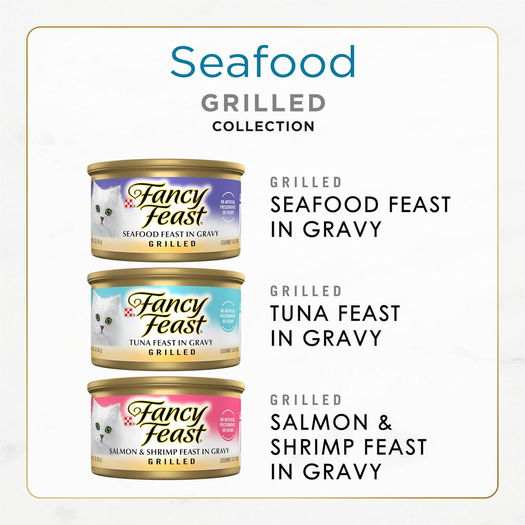Purina Fancy Feast Grilled Seafood Wet Cat Food, 3 oz Cans, 24-Pack