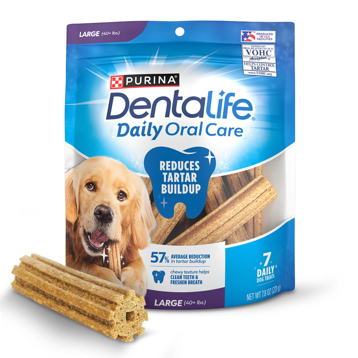 Dentalife Purina Daily Oral Care Dental Dog Treats for Large Dogs, 30 ct