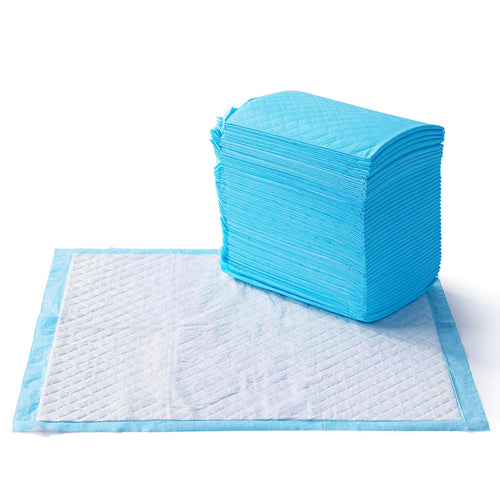 Amazon Basics X-Large Heavy Duty Absorbent Puppy Potty Pads, Leak-Proof, Quick-Dry, Super Absorbent Gel Technology for Dog Training, 28 x 34 Inches, Blue & White, Pack of 50