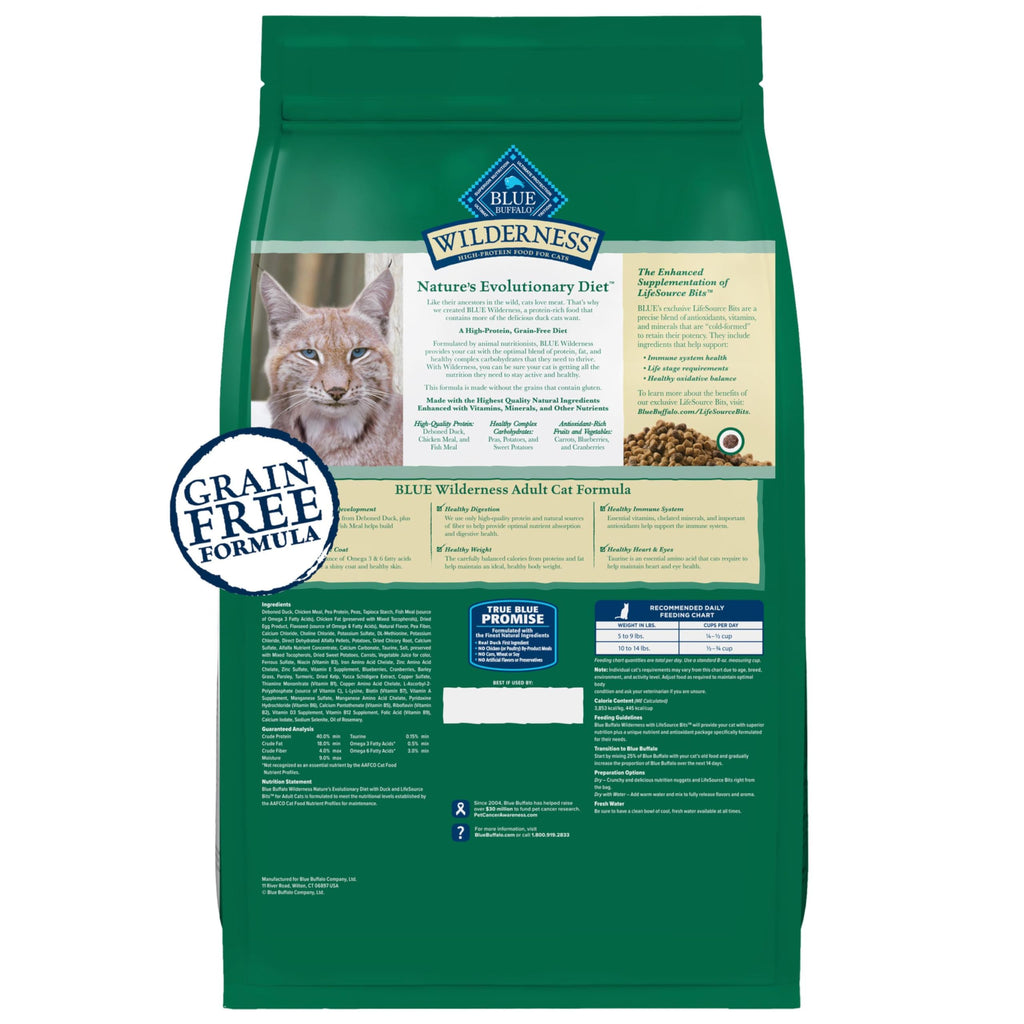 Blue Buffalo Wilderness Chicken Adult Dry Cat Food, Grain-Free, 12 lb