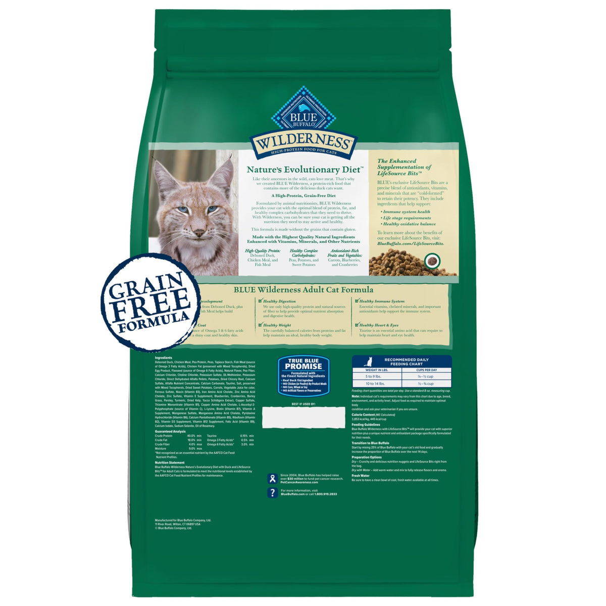 Blue Buffalo Wilderness Chicken Adult Dry Cat Food, Grain-Free, 12 lb