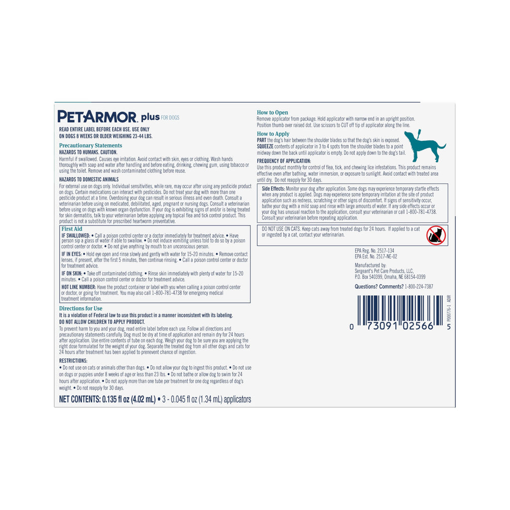 PetArmor Plus Flea and Tick Prevention for Cats, Cat Flea and Tick Treatment, 3 Doses, Waterproof Topical, Fast Acting, Cats Over 1.5 lbs