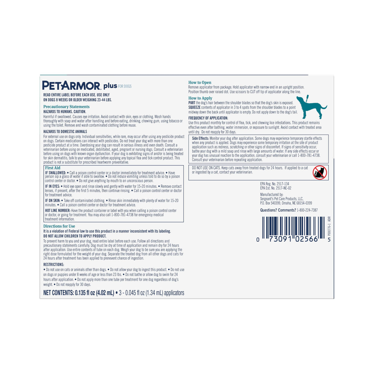 PetArmor Plus Flea and Tick Prevention for Cats, Cat Flea and Tick Treatment, 3 Doses, Waterproof Topical, Fast Acting, Cats Over 1.5 lbs