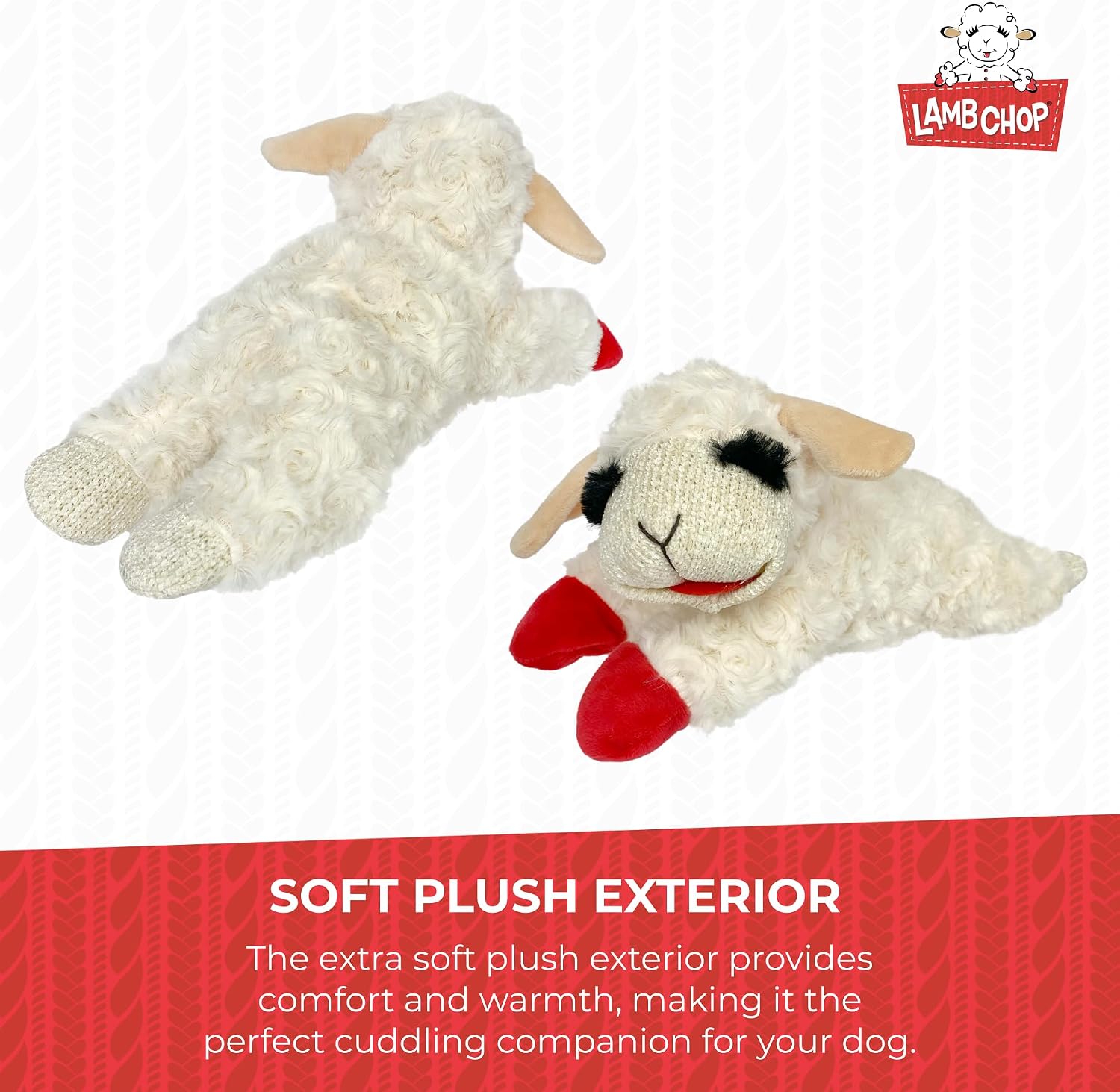 Multipet Lamb Chop Dog Plush Toy - Squeaky Toy for All Dogs - Extra Soft Plush - Stuffed Animal Dog Toy for Cuddling & Playing - Cute Pet Toy (6", Cream)
