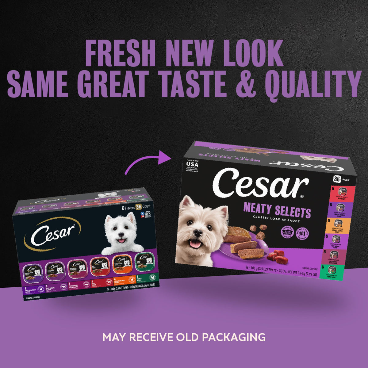 Cesar Classic Loaf in Sauce Wet Dog Food, Meaty Selects, 3.5 oz, 24 Count