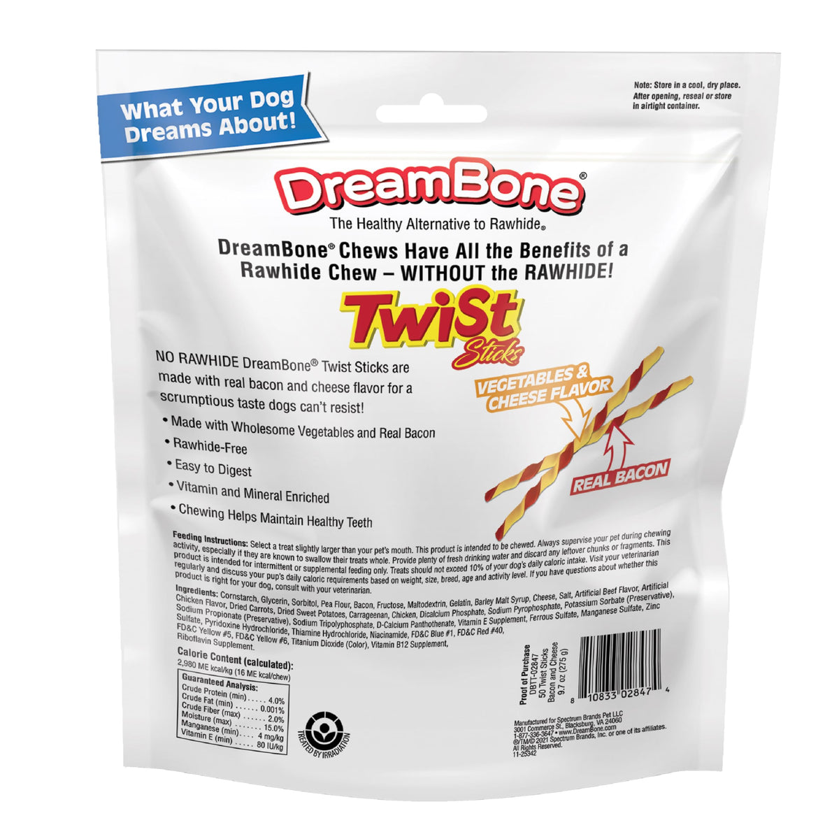 DreamBone Twist Sticks Rawhide-Free Dog Treats With Real Protein, 50 Count