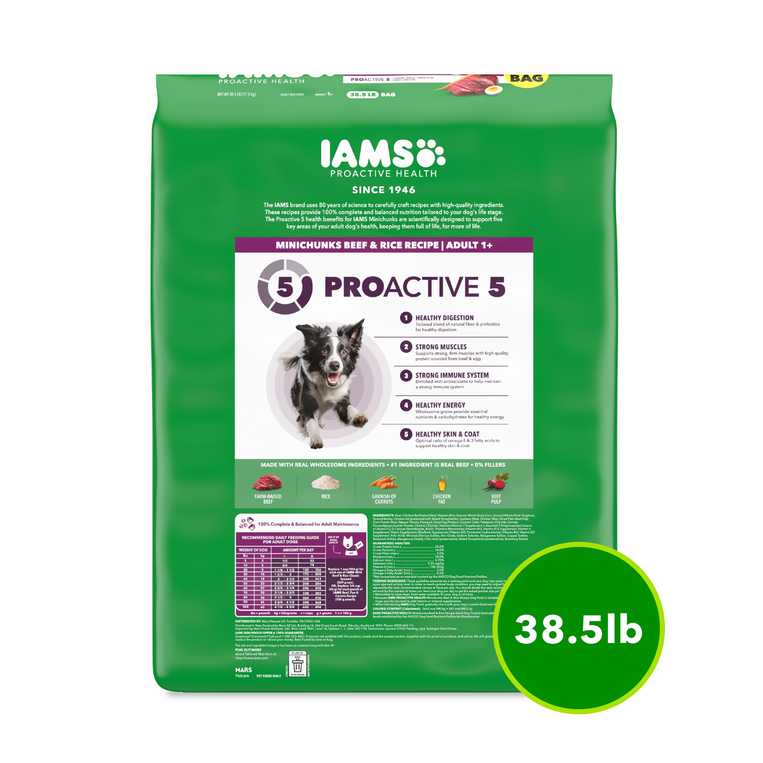 IAMS Proactive Health Adult Minichunks Dry Dog Food, Chicken, 40 lb