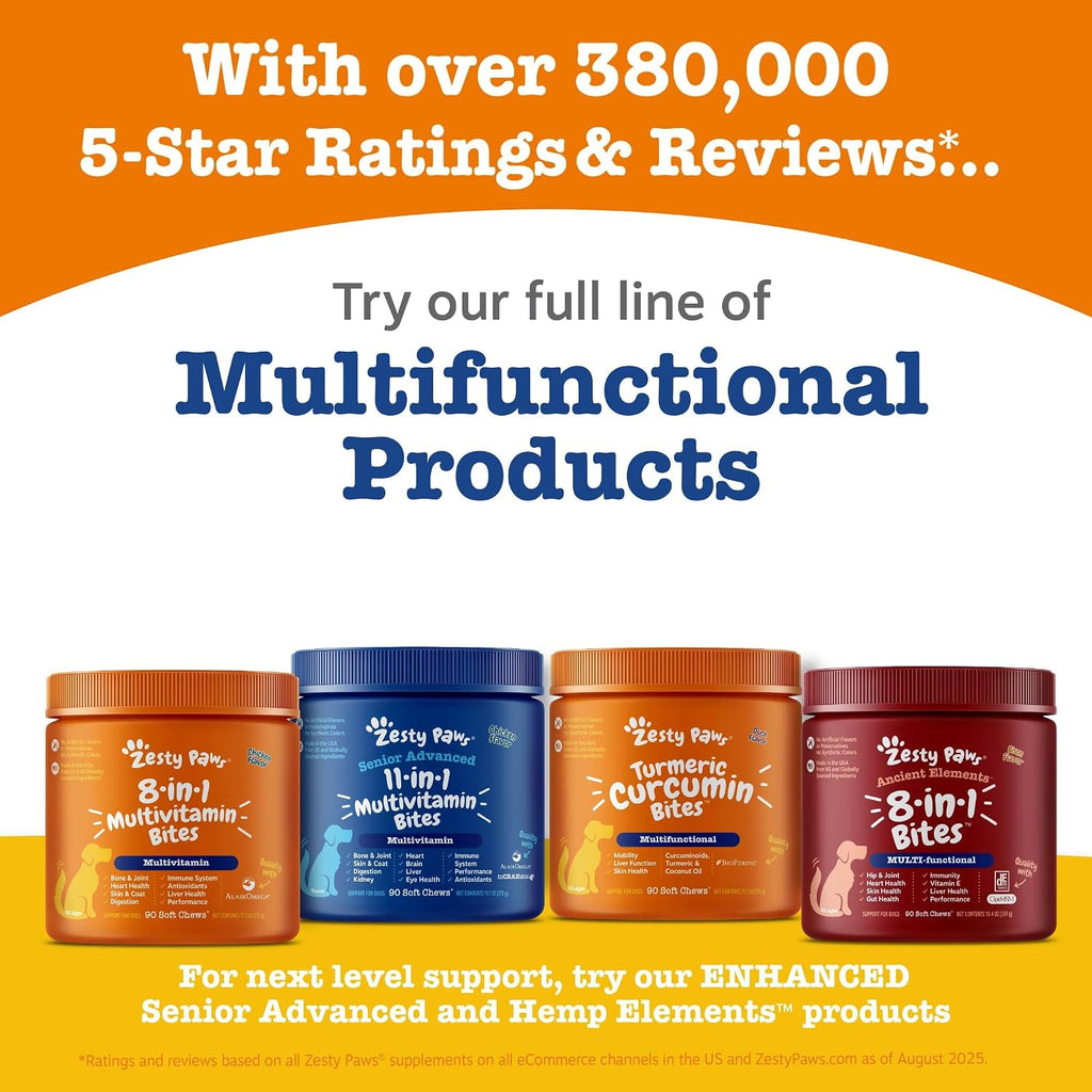 Zesty Paws Dog Vitamins - Dog Multivitamin Chews, Bison, 90 Ct